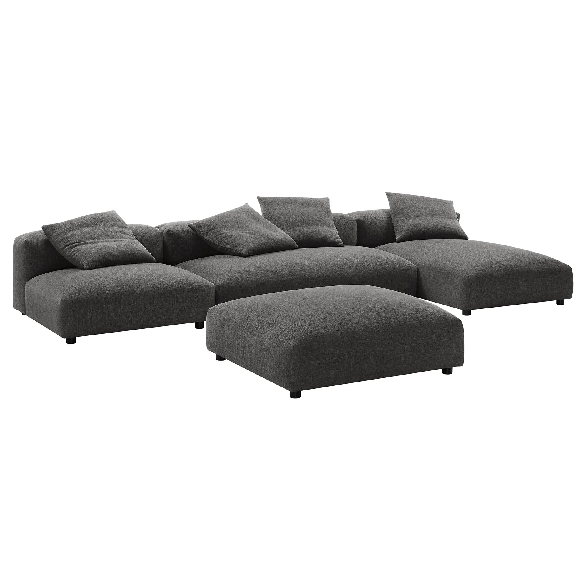 Solace 4-Piece Modular Upholstered Fabric Sectional Sofa With Ottoman by Modway - Image 2