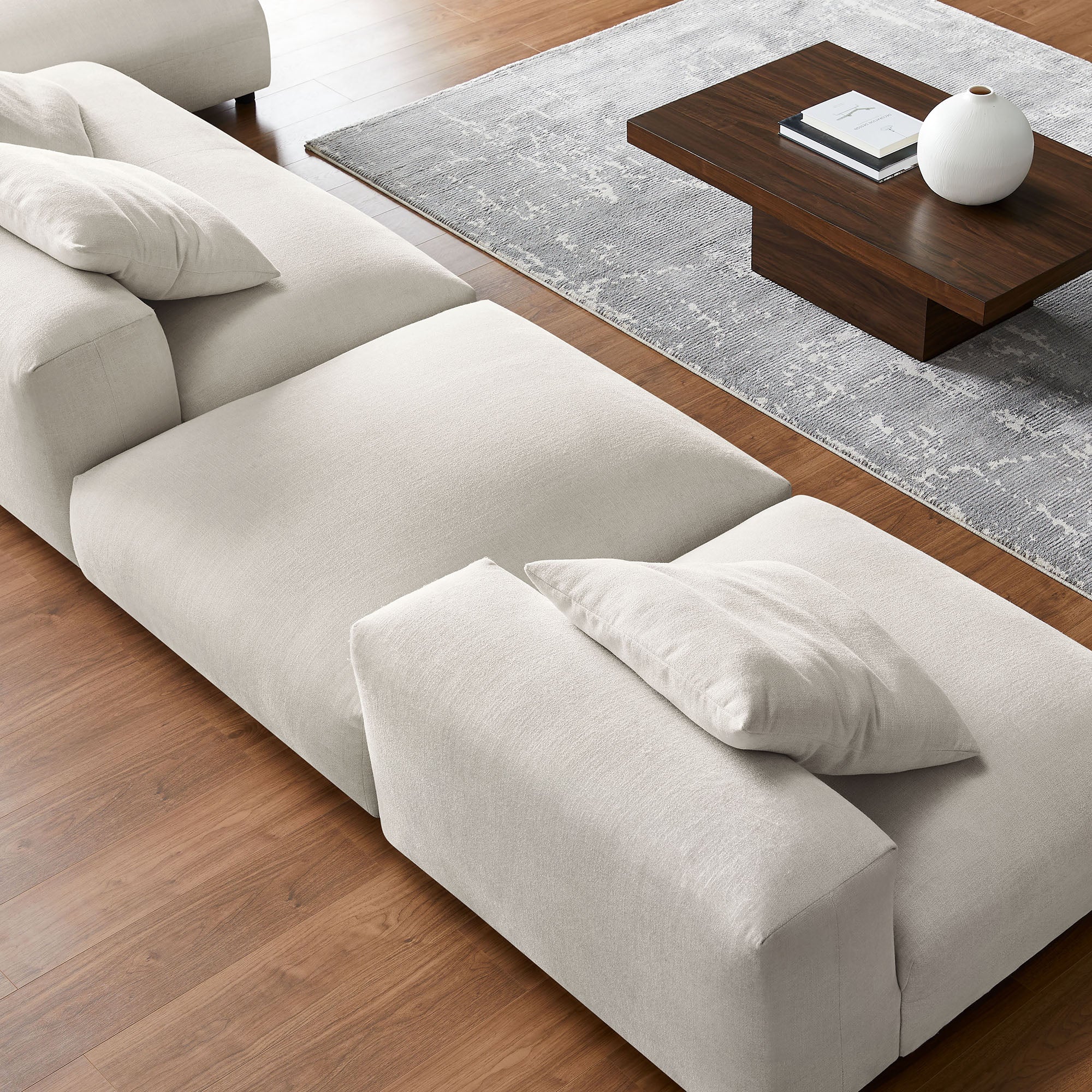 Solace 4-Piece Modular Upholstered Fabric Sectional Sofa With Ottoman by Modway - Image 23