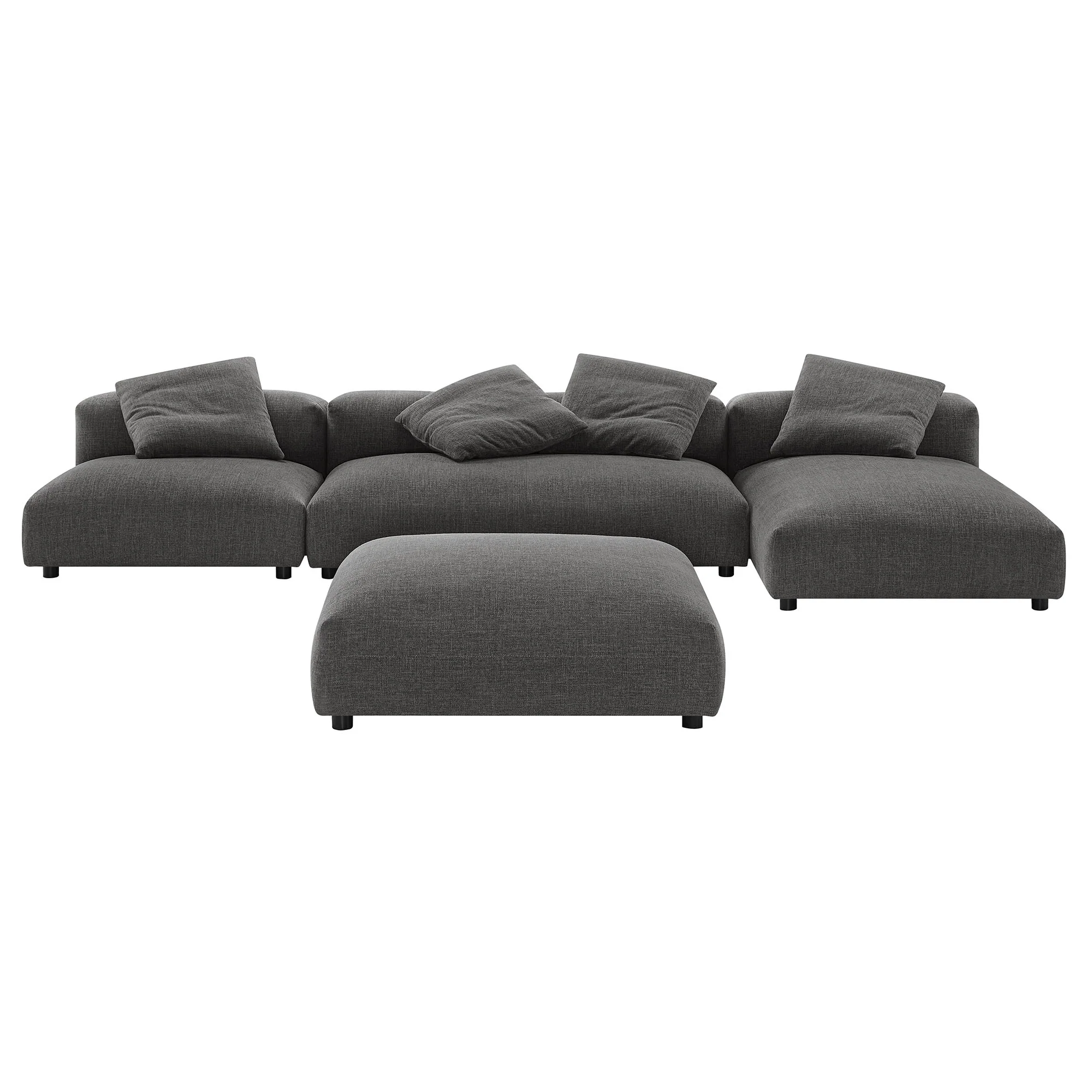 Solace 4-Piece Modular Upholstered Fabric Sectional Sofa With Ottoman by Modway - Image 3