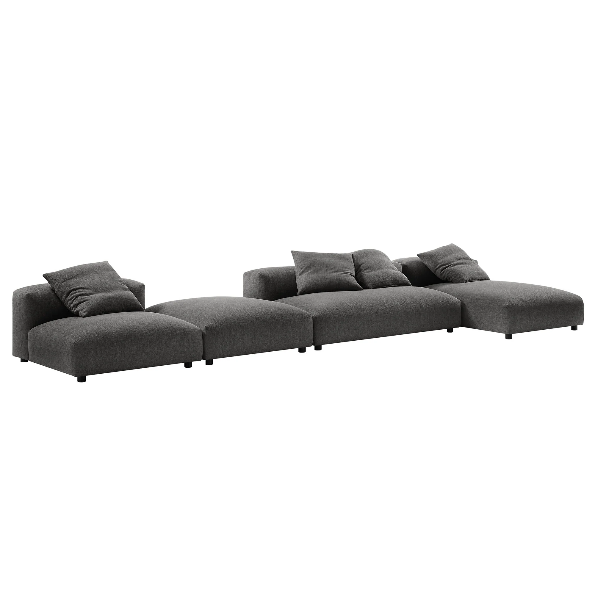 Solace 4-Piece Modular Upholstered Fabric Sectional Sofa With Ottoman by Modway - Image 4