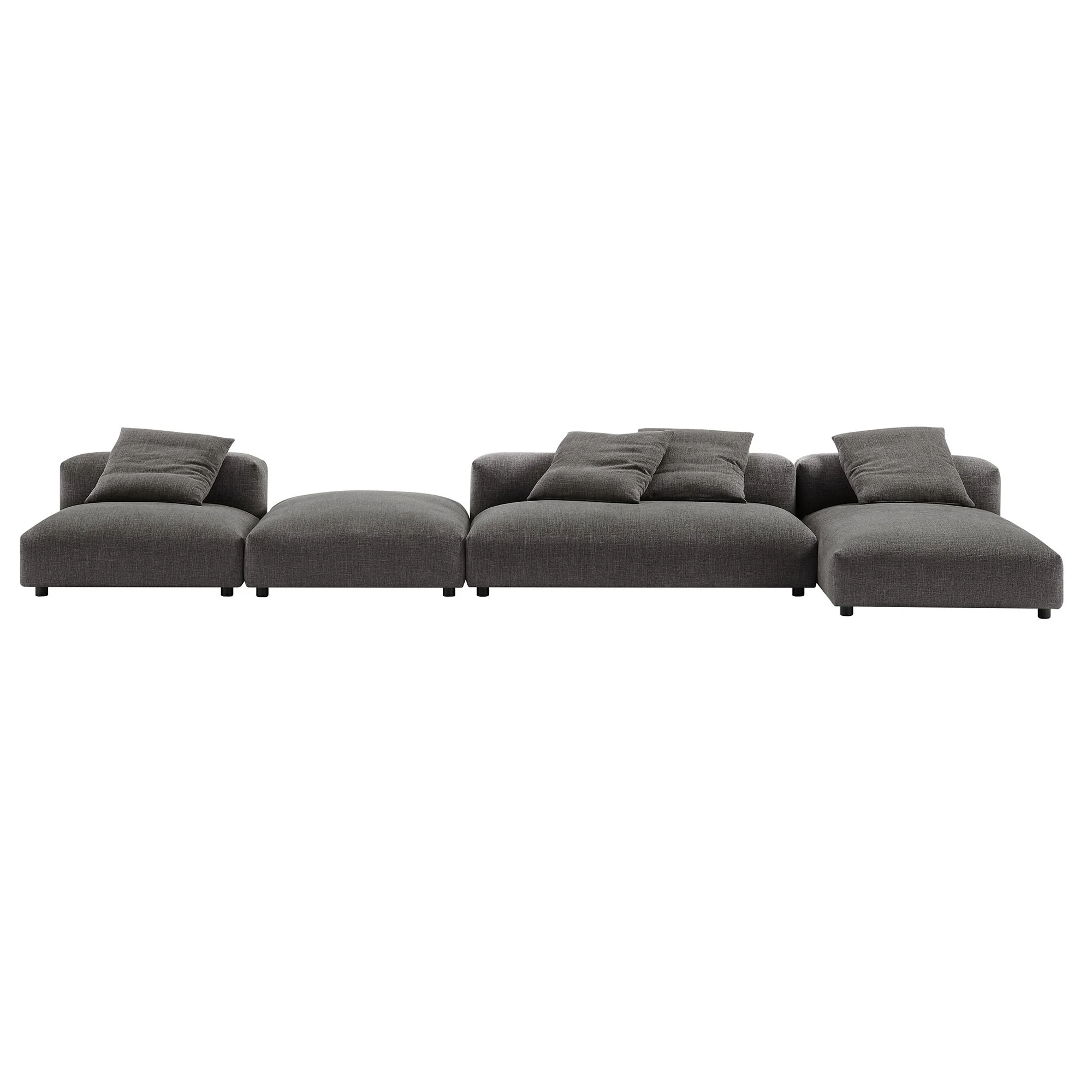 Solace 4-Piece Modular Upholstered Fabric Sectional Sofa With Ottoman by Modway - Image 5