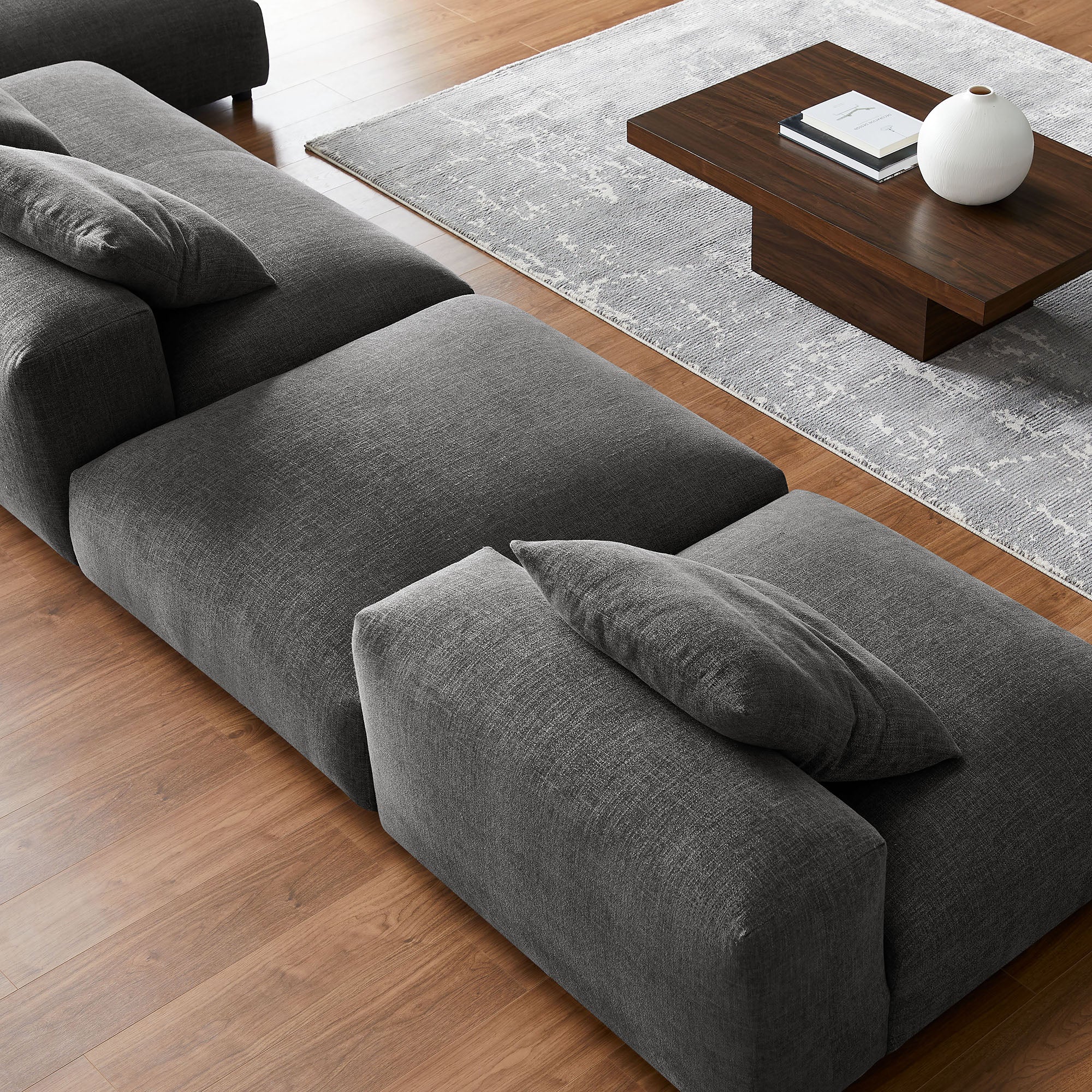Solace 4-Piece Modular Upholstered Fabric Sectional Sofa With Ottoman by Modway - Image 6