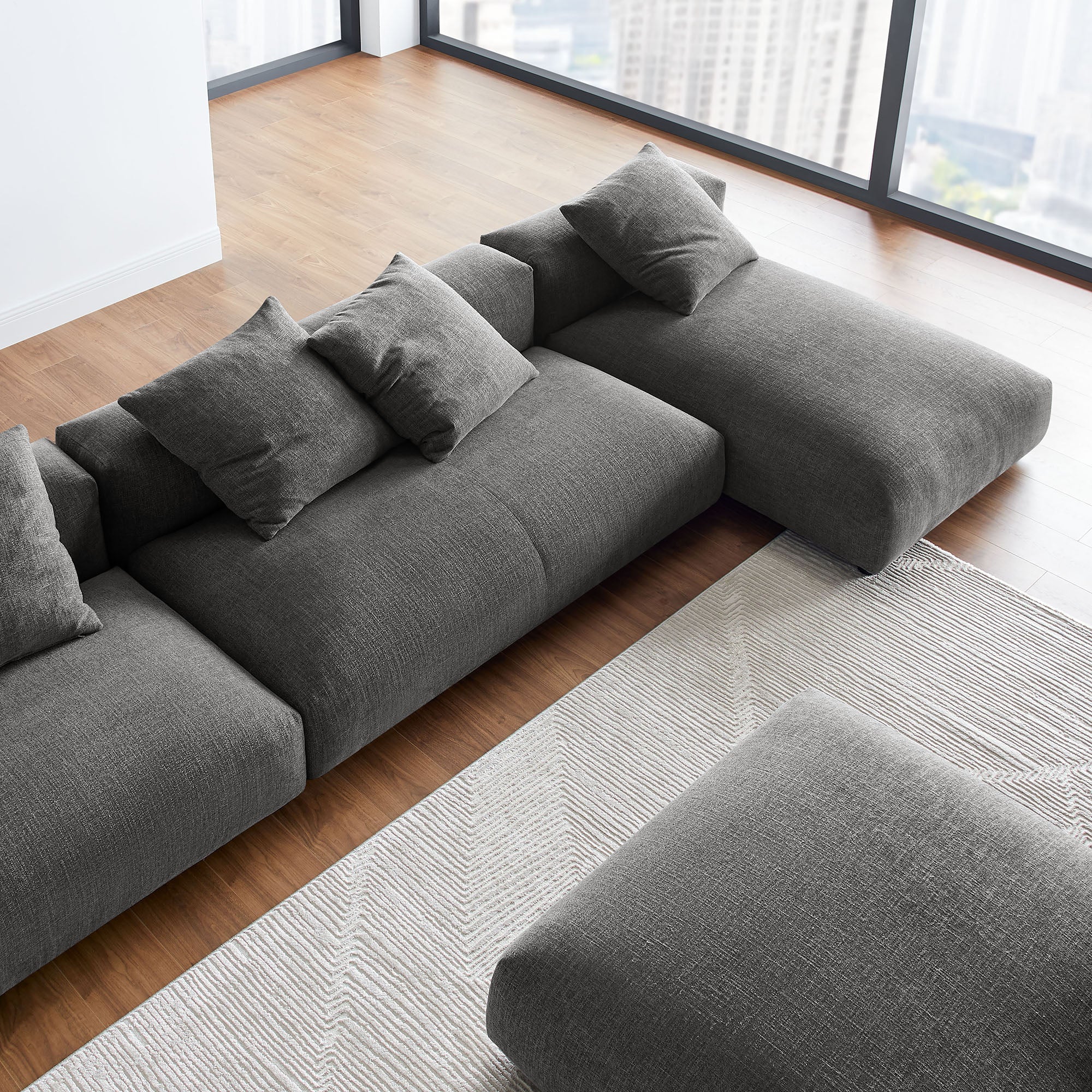 Solace 4-Piece Modular Upholstered Fabric Sectional Sofa With Ottoman by Modway - Image 7