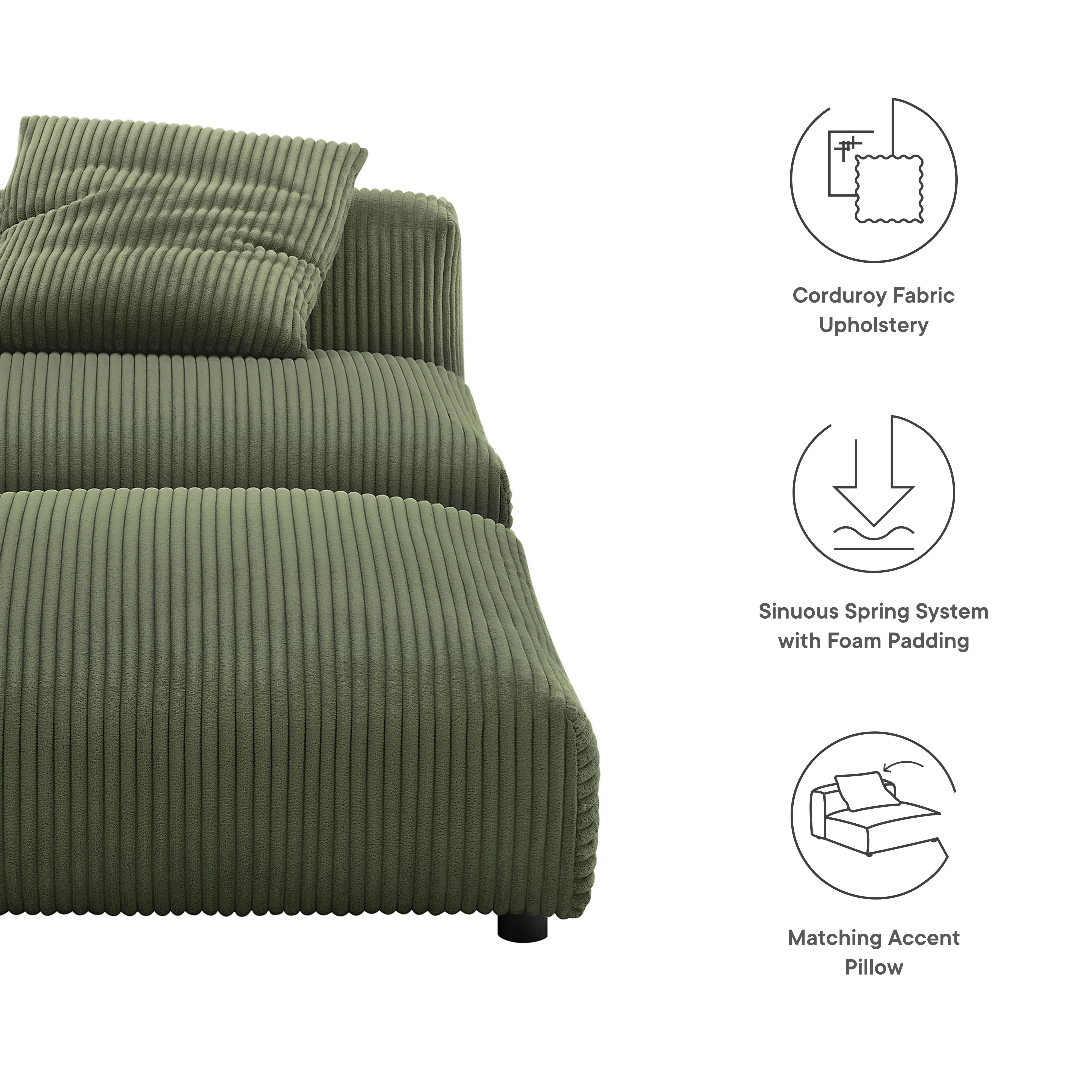 Solace Modular Corduroy Upholstered Armless Chair and Ottoman Set by Modway - Image 10