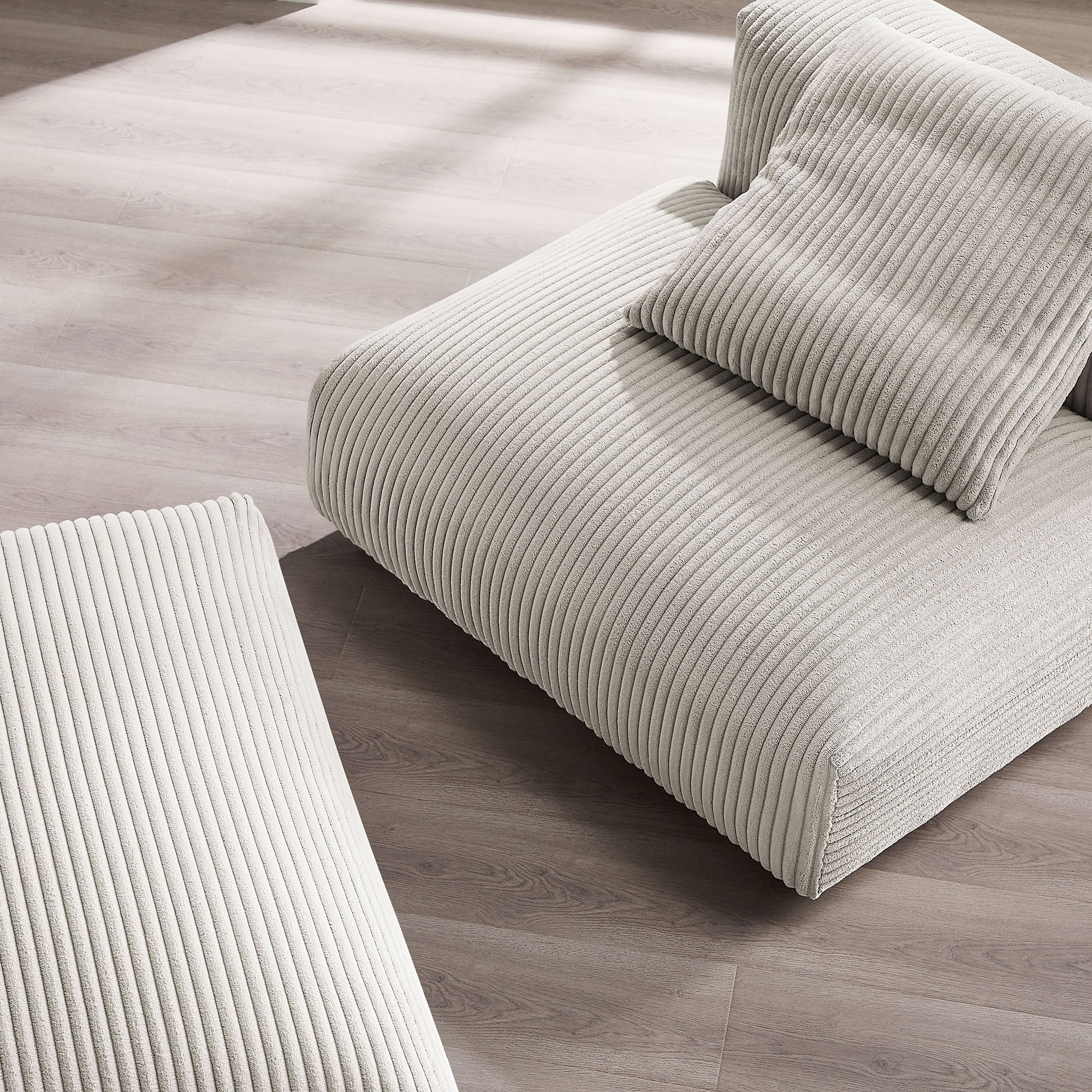 Solace Modular Corduroy Upholstered Armless Chair and Ottoman Set by Modway - Image 4