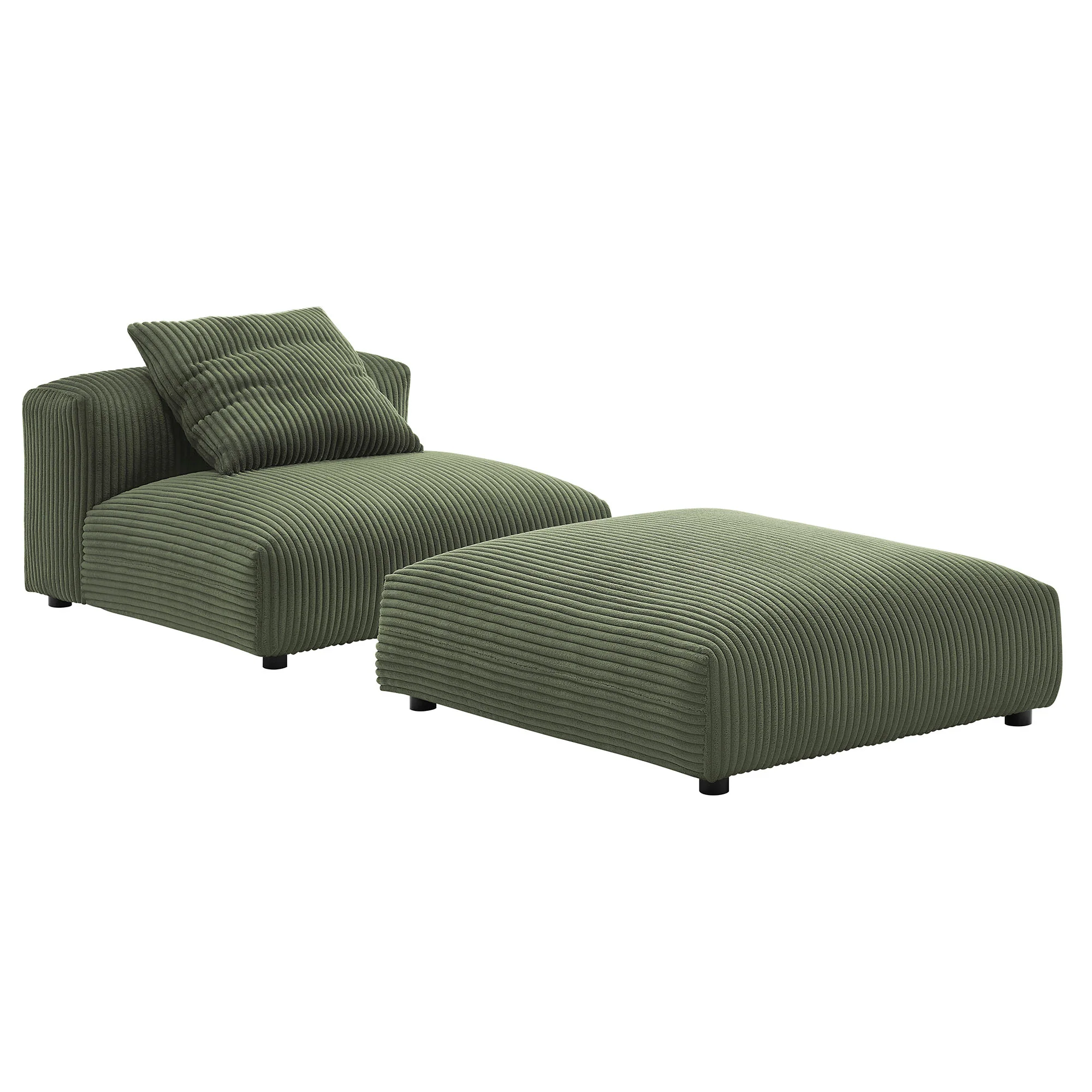 Solace Modular Corduroy Upholstered Armless Chair and Ottoman Set by Modway - Image 6