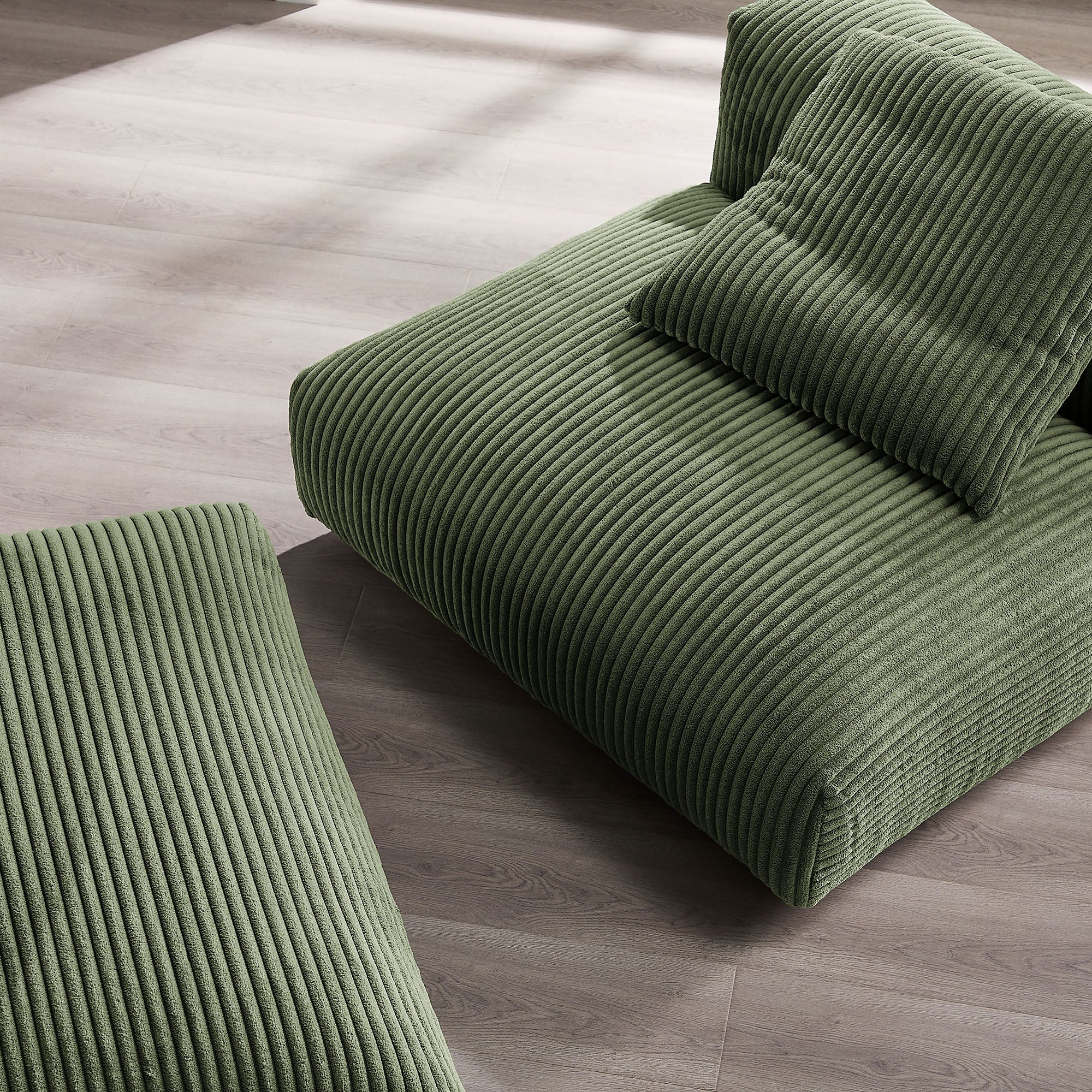 Solace Modular Corduroy Upholstered Armless Chair and Ottoman Set by Modway - Image 8