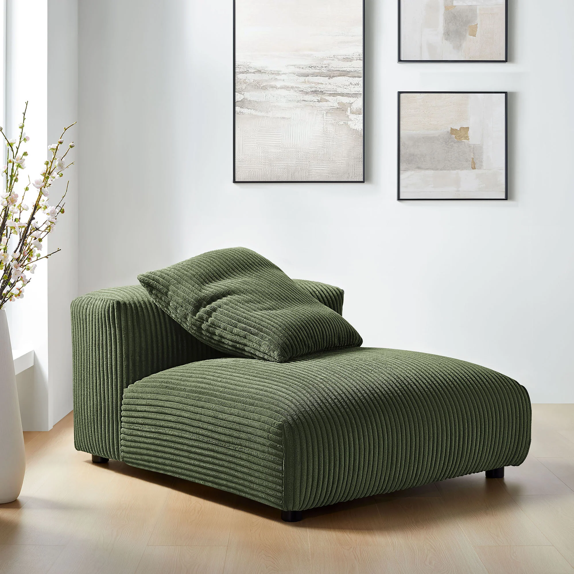 Solace Modular Corduroy Upholstered Armless Chair by Modway - Image 16