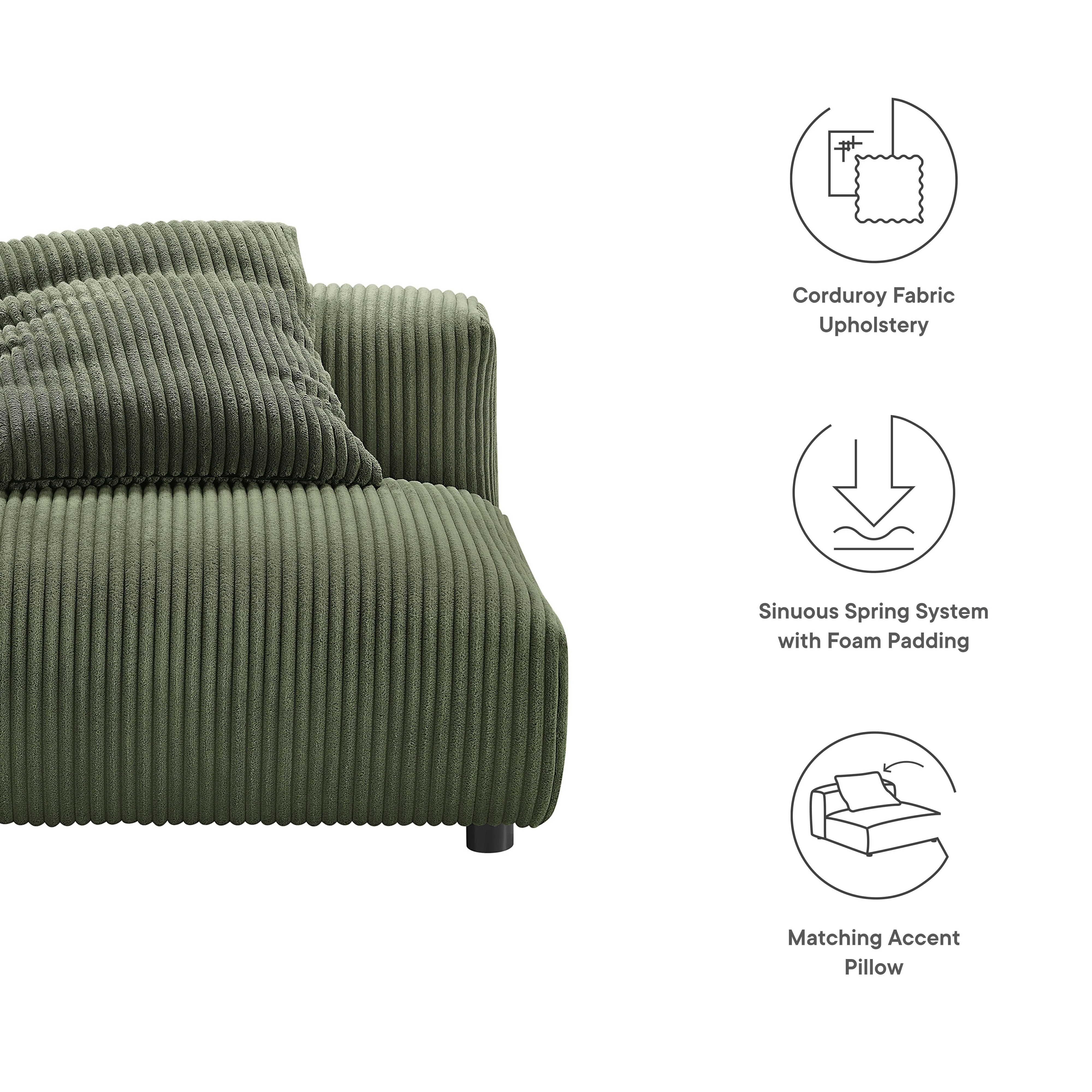 Solace Modular Corduroy Upholstered Armless Chair by Modway - Image 17