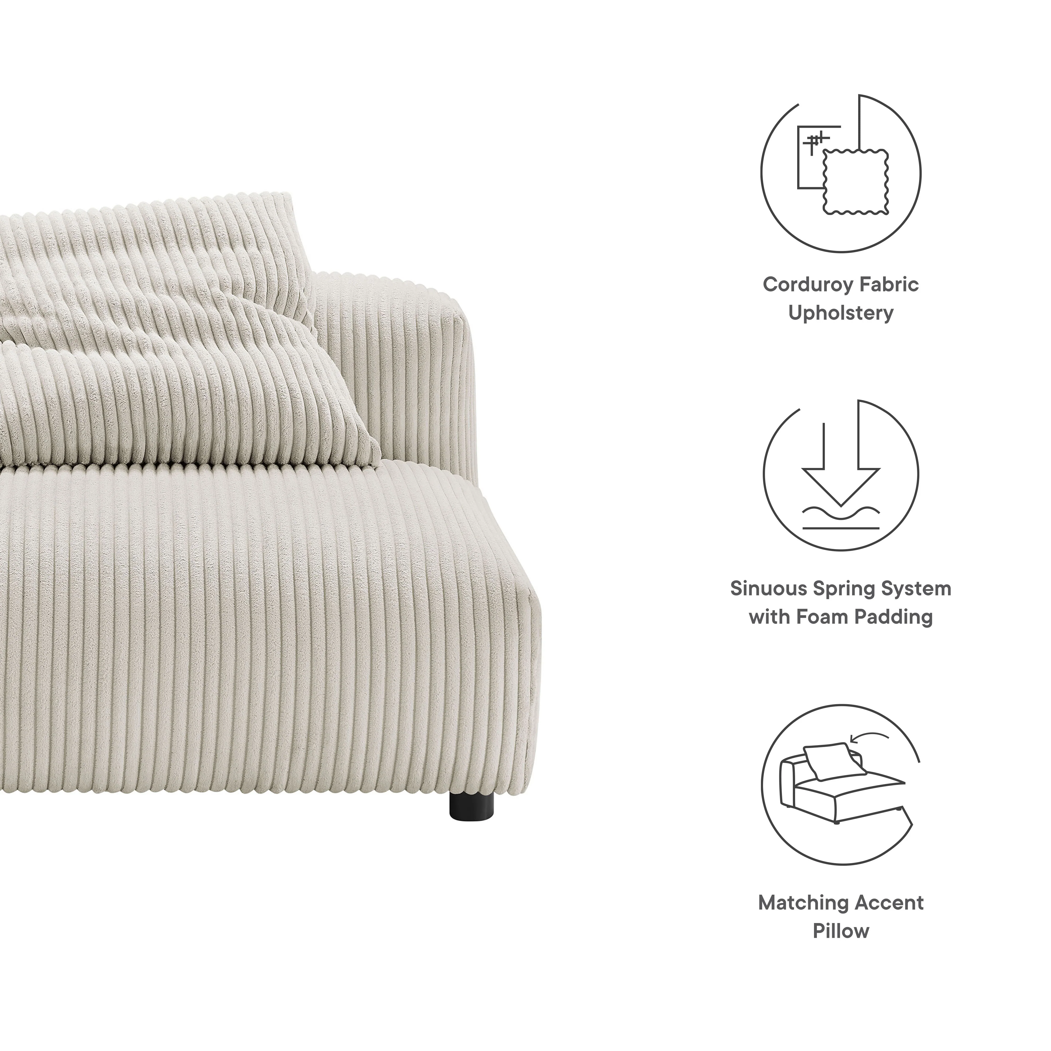 Solace Modular Corduroy Upholstered Armless Chair by Modway - Image 8