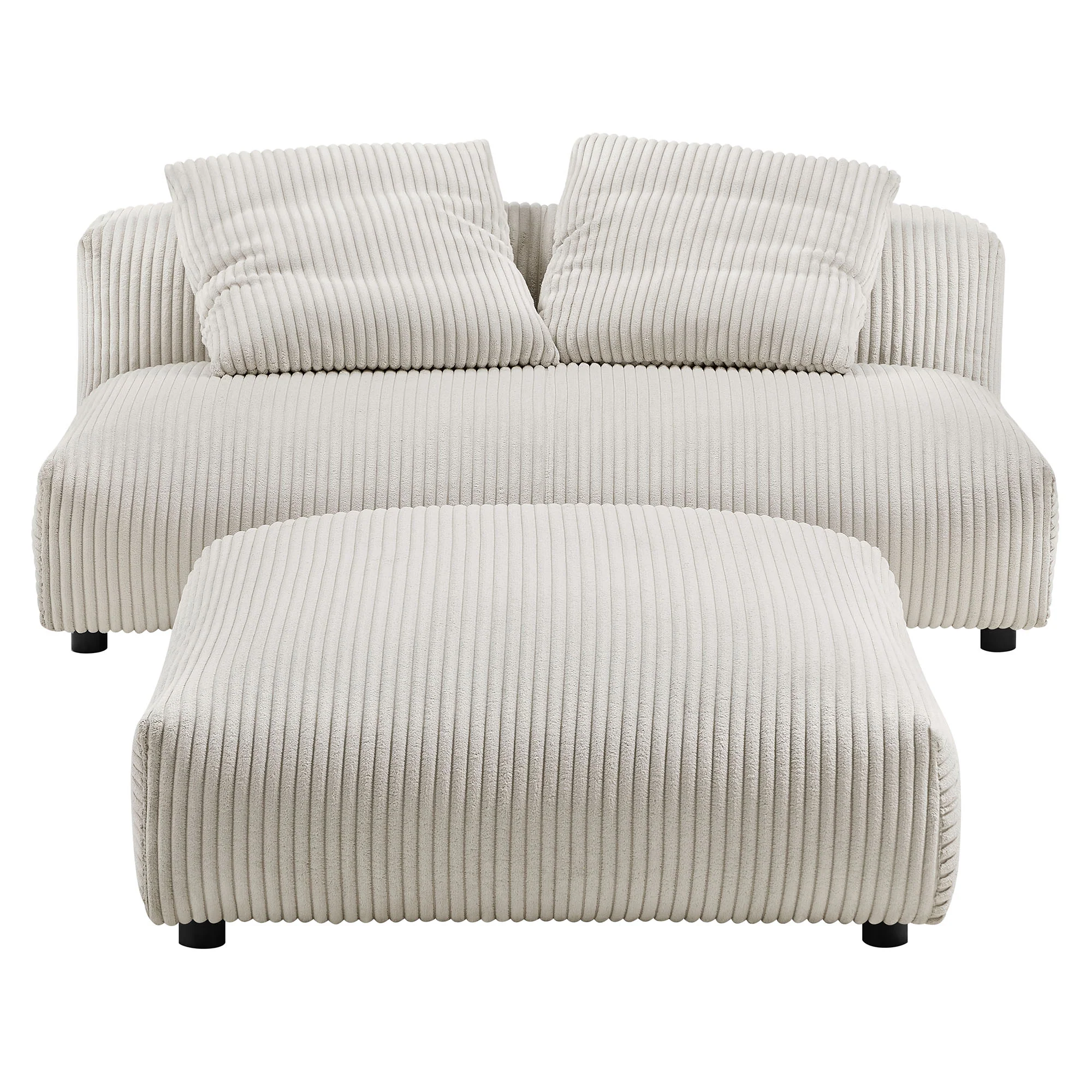 Solace Modular Corduroy Upholstered Armless Loveseat and Ottoman Set by Modway - Image 3