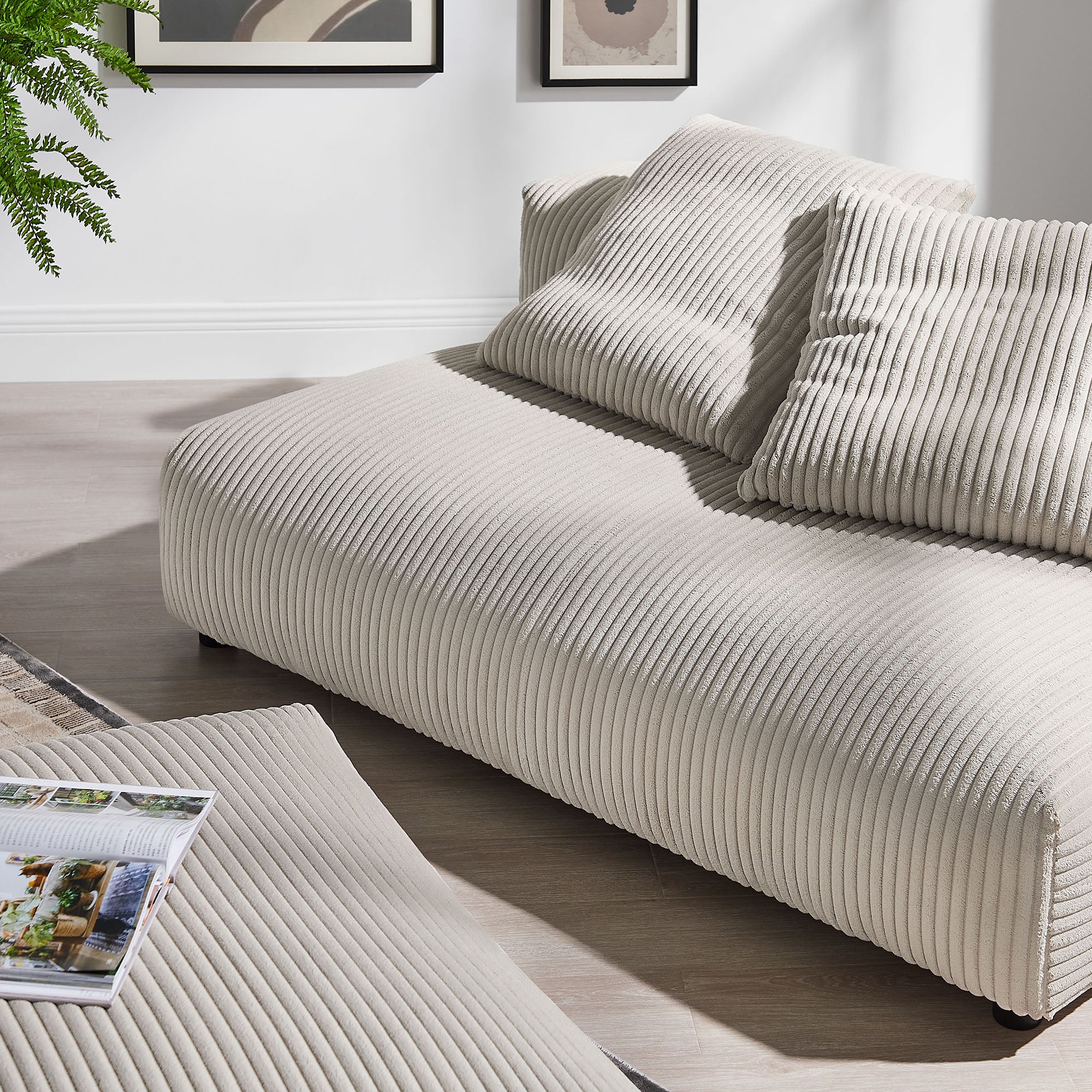 Solace Modular Corduroy Upholstered Armless Loveseat and Ottoman Set by Modway - Image 4