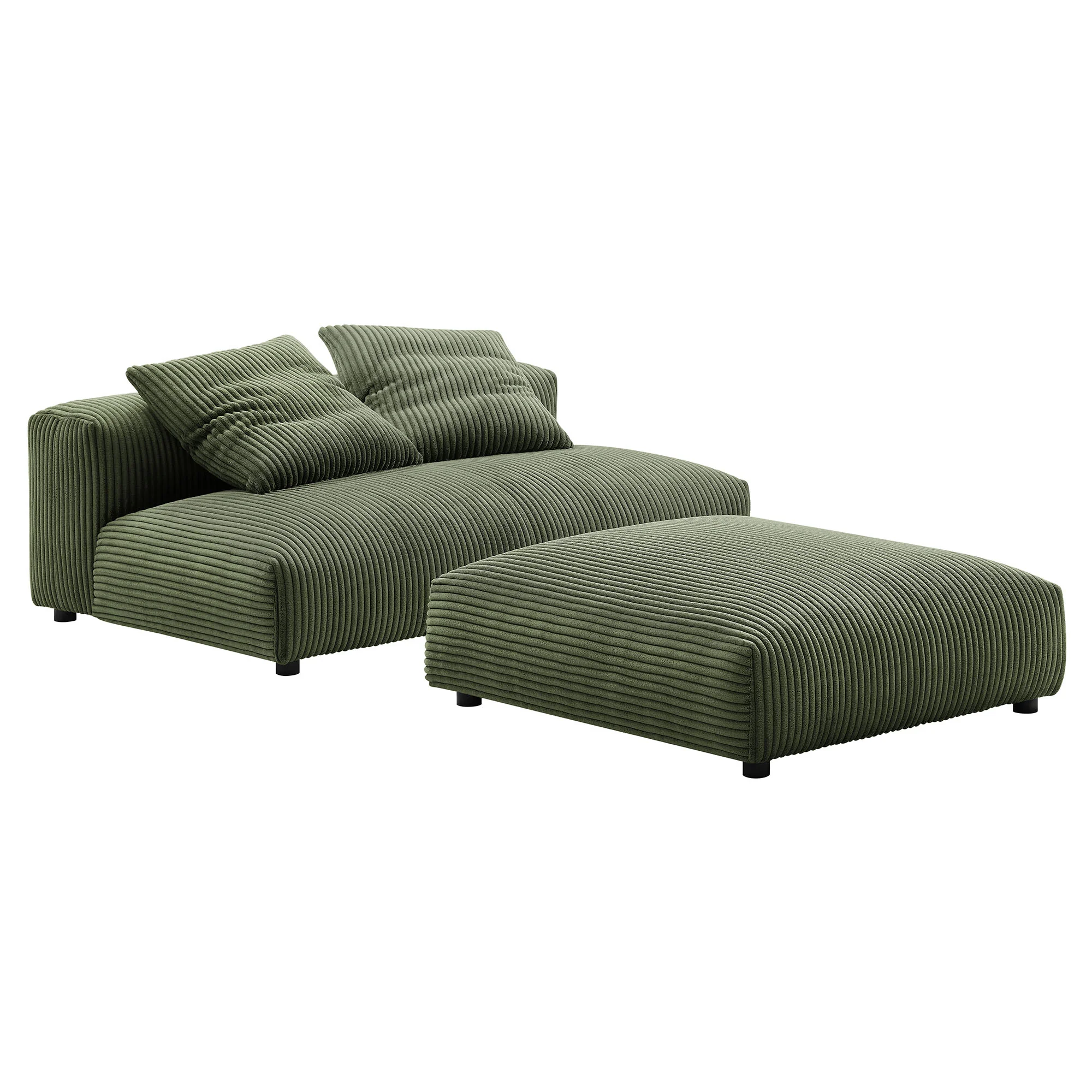 Solace Modular Corduroy Upholstered Armless Loveseat and Ottoman Set by Modway - Image 6