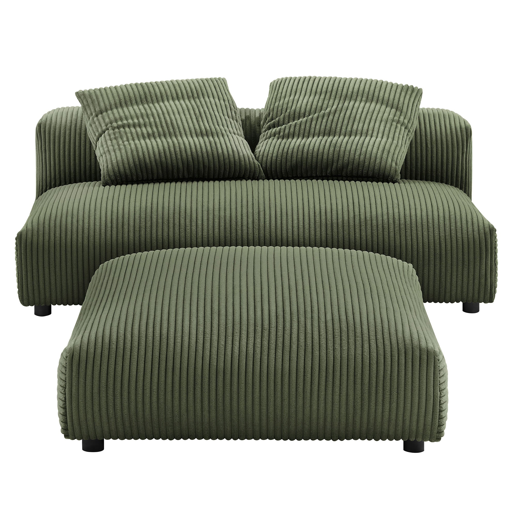 Solace Modular Corduroy Upholstered Armless Loveseat and Ottoman Set by Modway - Image 7
