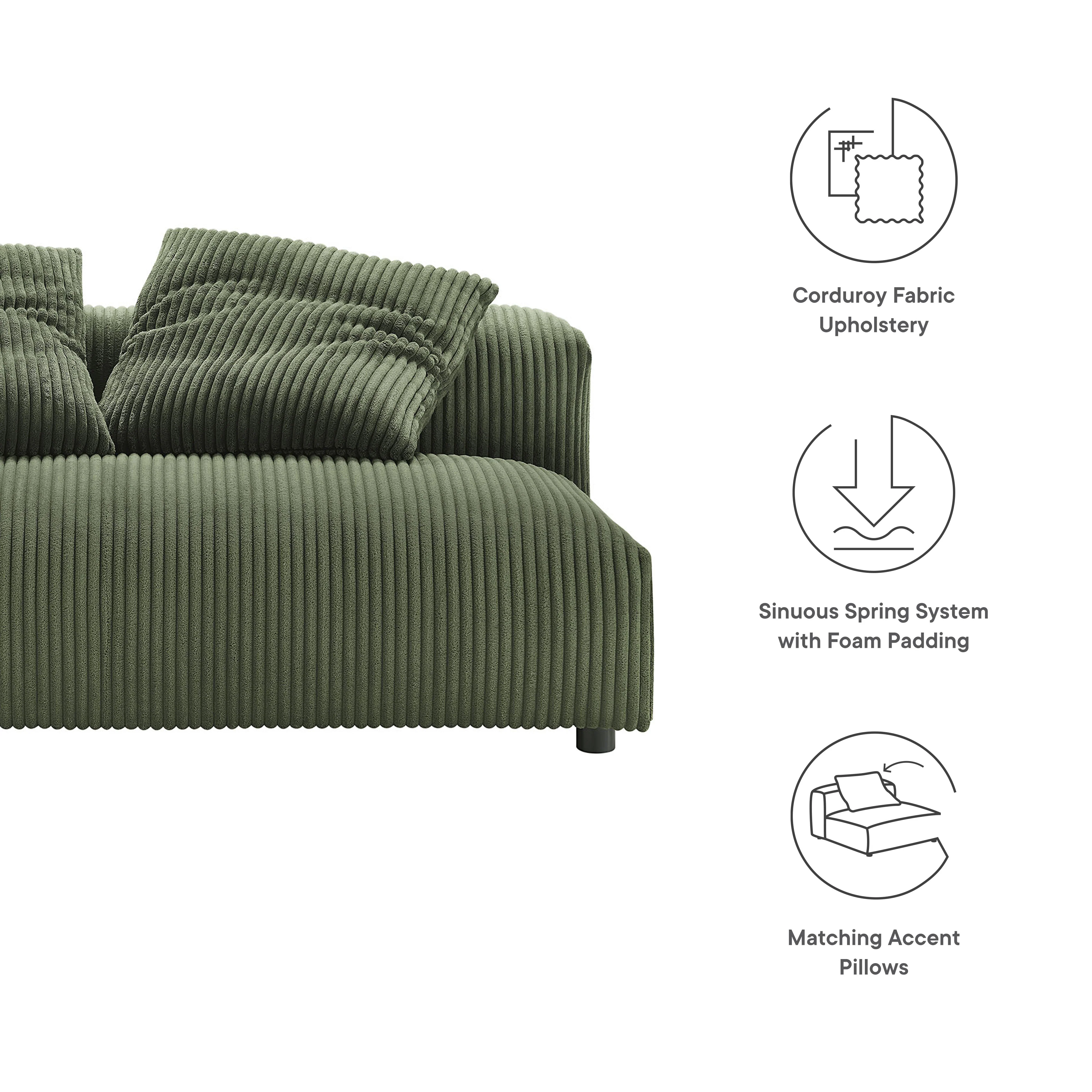 Solace Modular Corduroy Upholstered Armless Loveseat by Modway - Image 17