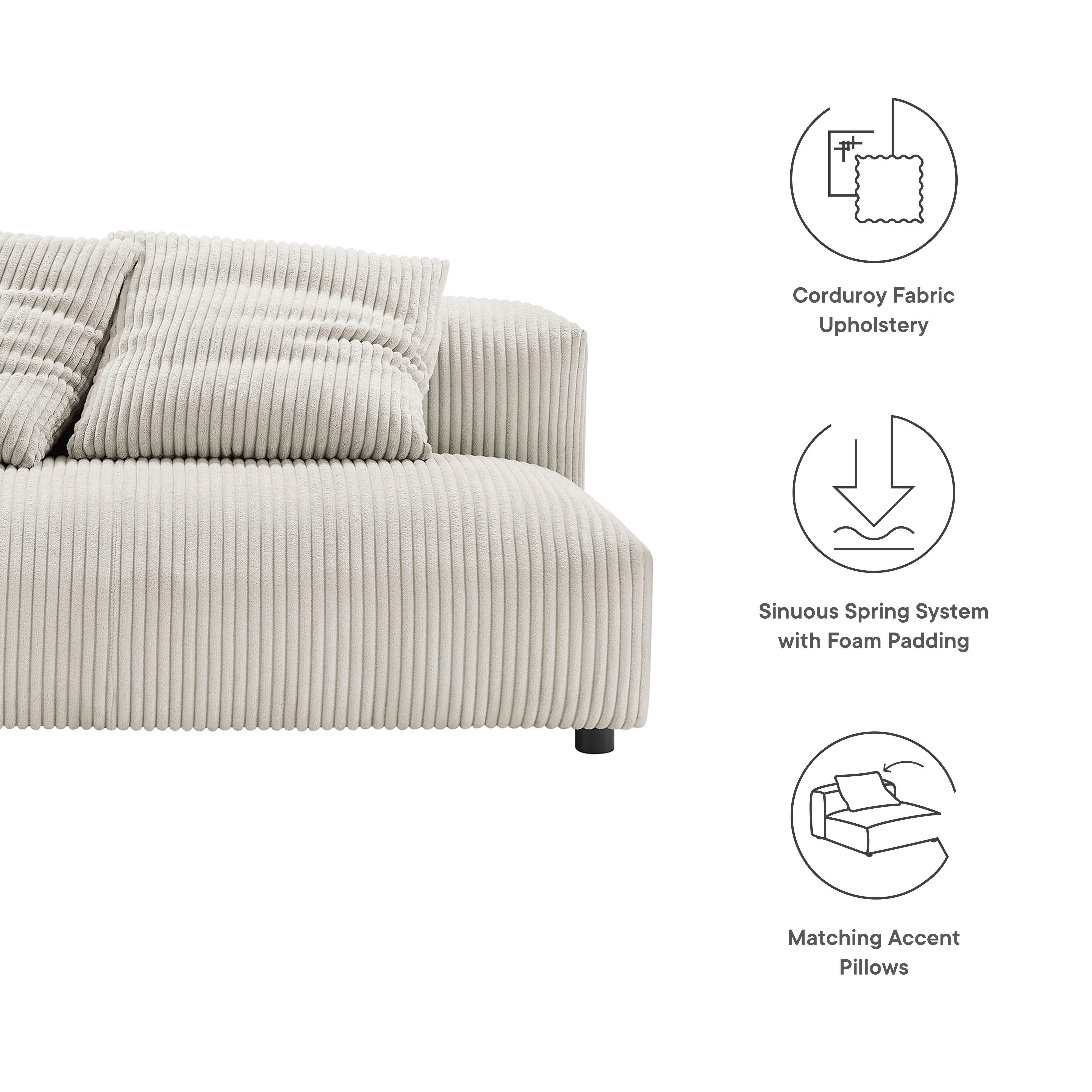 Solace Modular Corduroy Upholstered Armless Loveseat by Modway - Image 8