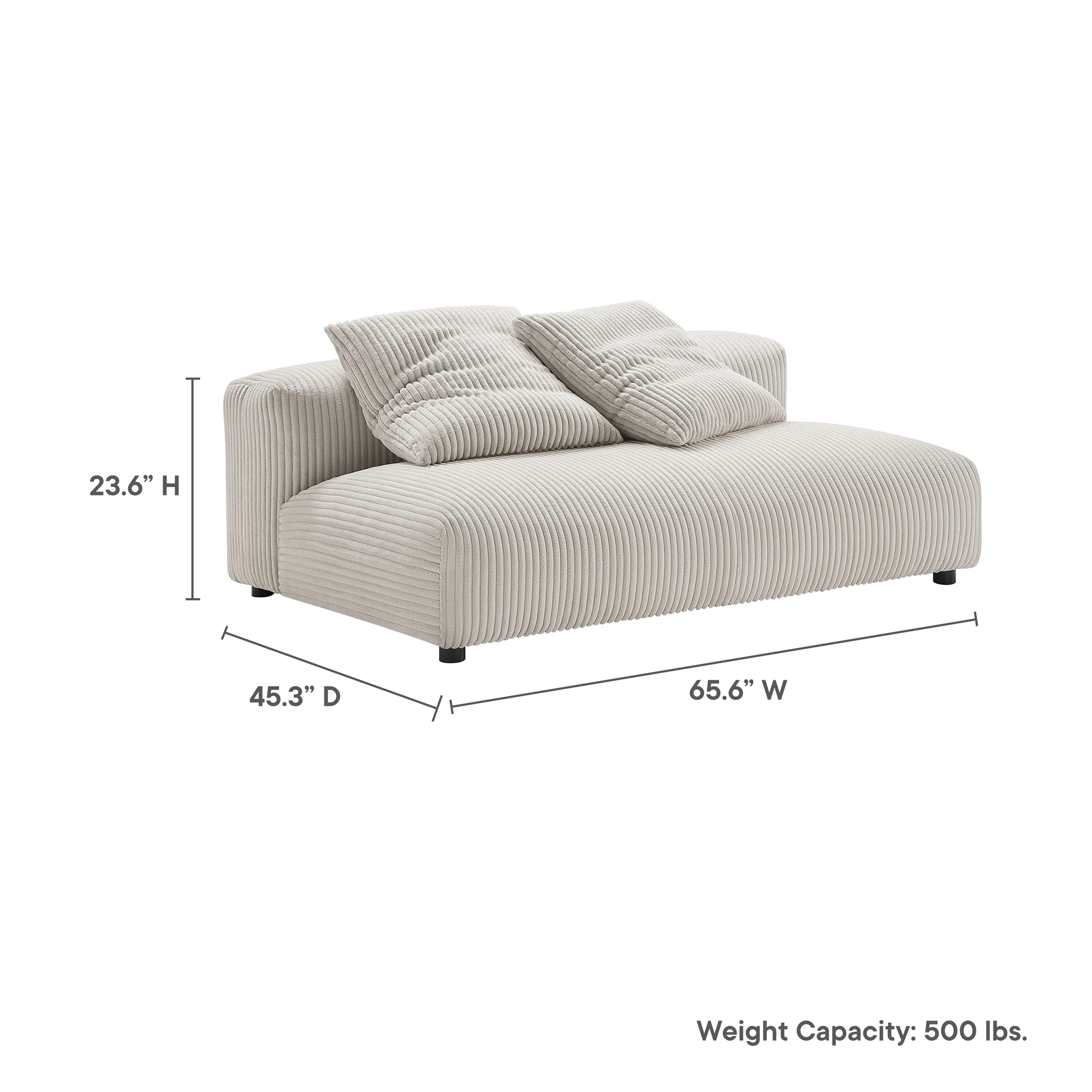 Solace Modular Corduroy Upholstered Armless Loveseat by Modway - Image 9