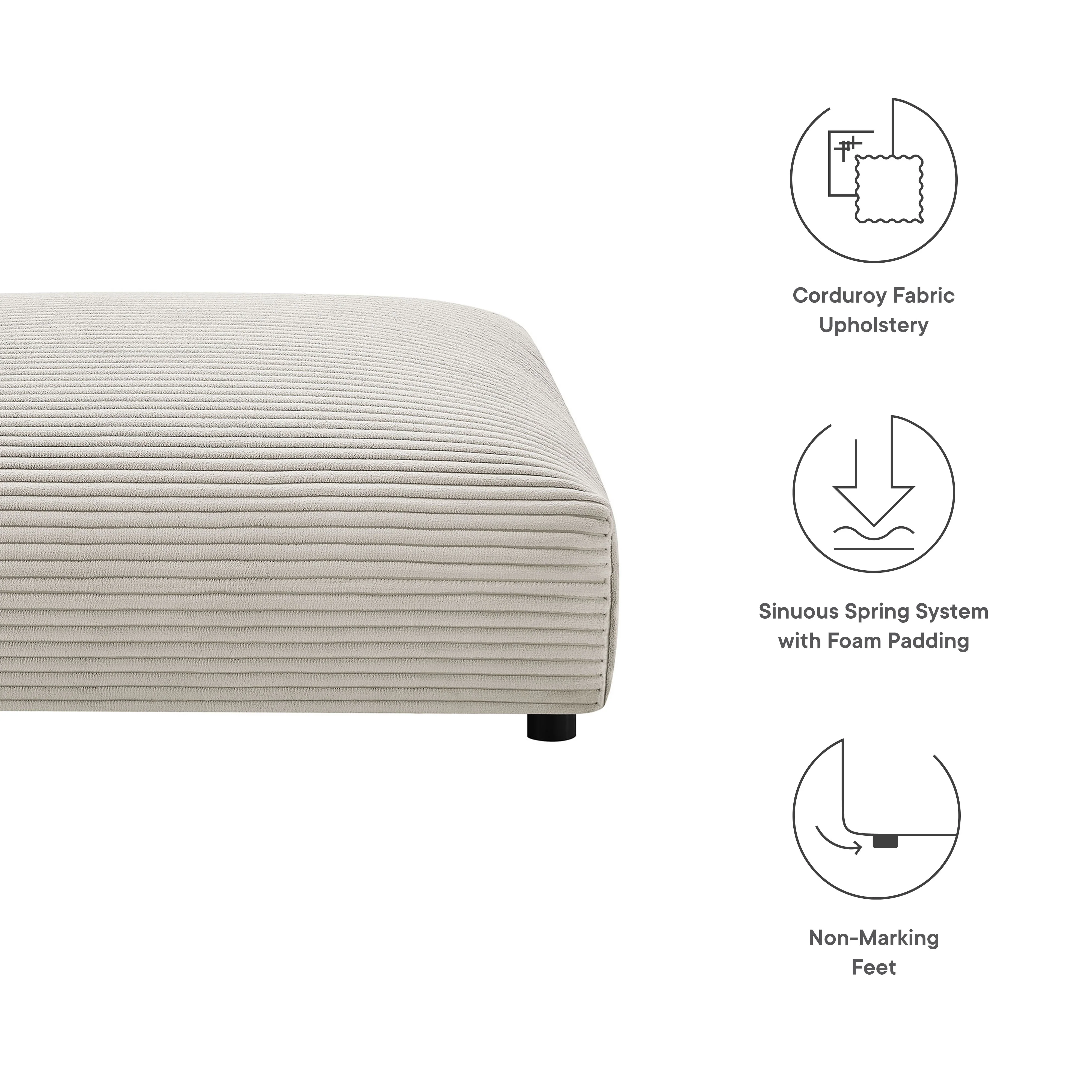 Solace Modular Corduroy Upholstered Ottoman by Modway - Image 6