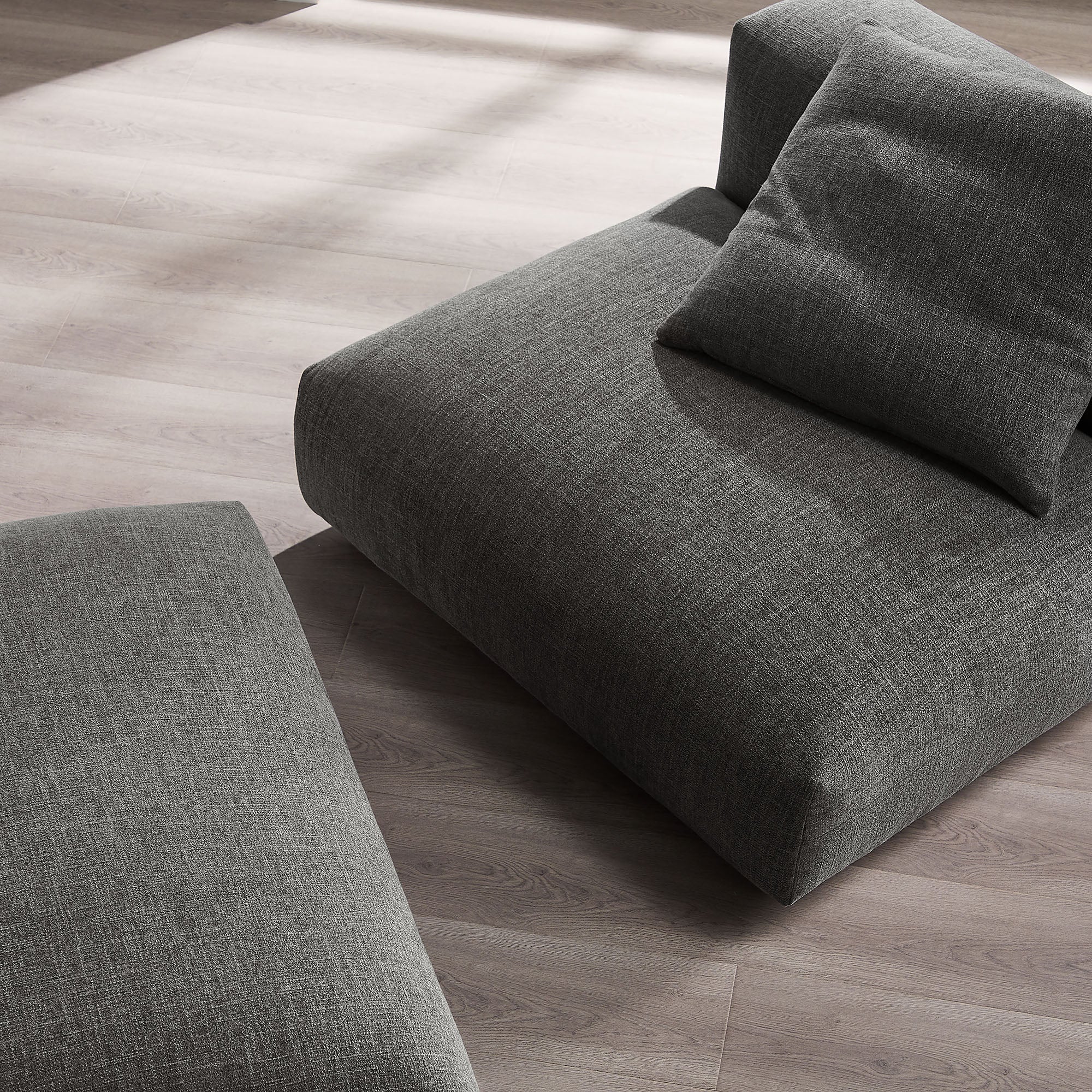 Solace Modular Upholstered Fabric Armless Chair and Ottoman Set by Modway - Image 4
