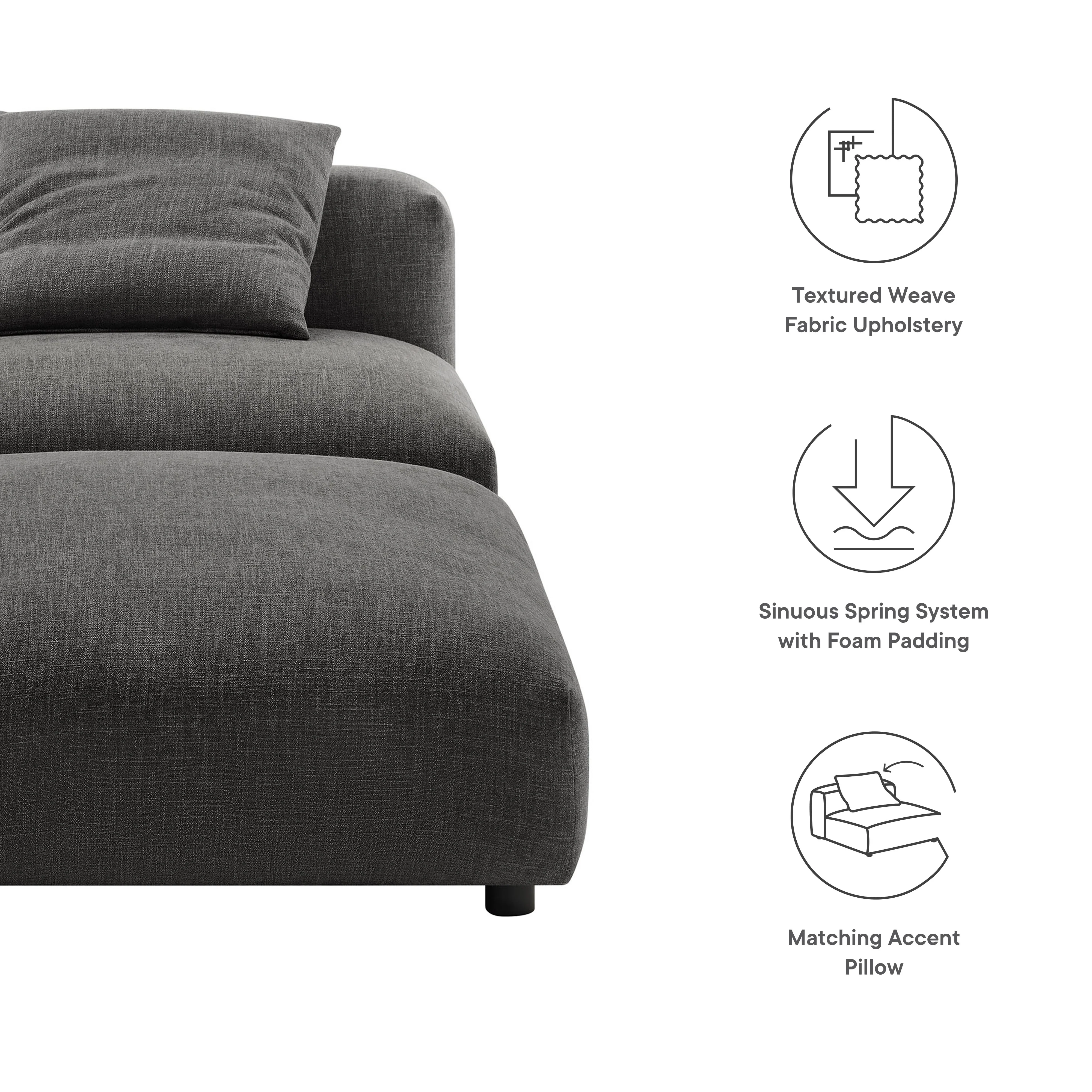 Solace Modular Upholstered Fabric Armless Chair and Ottoman Set by Modway - Image 5