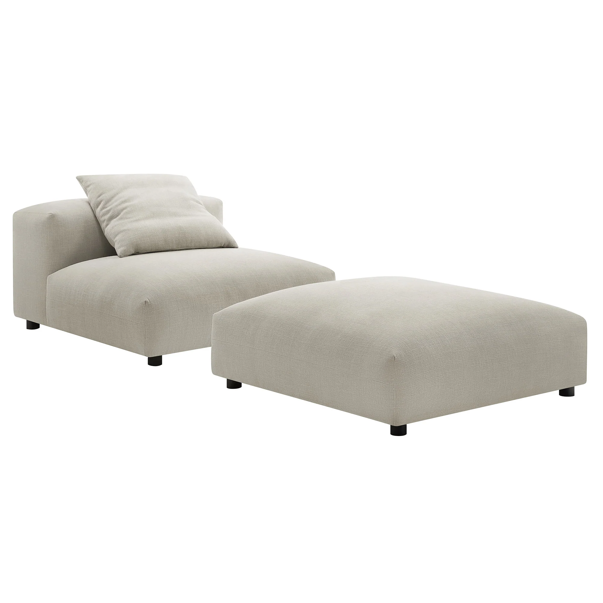 Solace Modular Upholstered Fabric Armless Chair and Ottoman Set by Modway - Image 6
