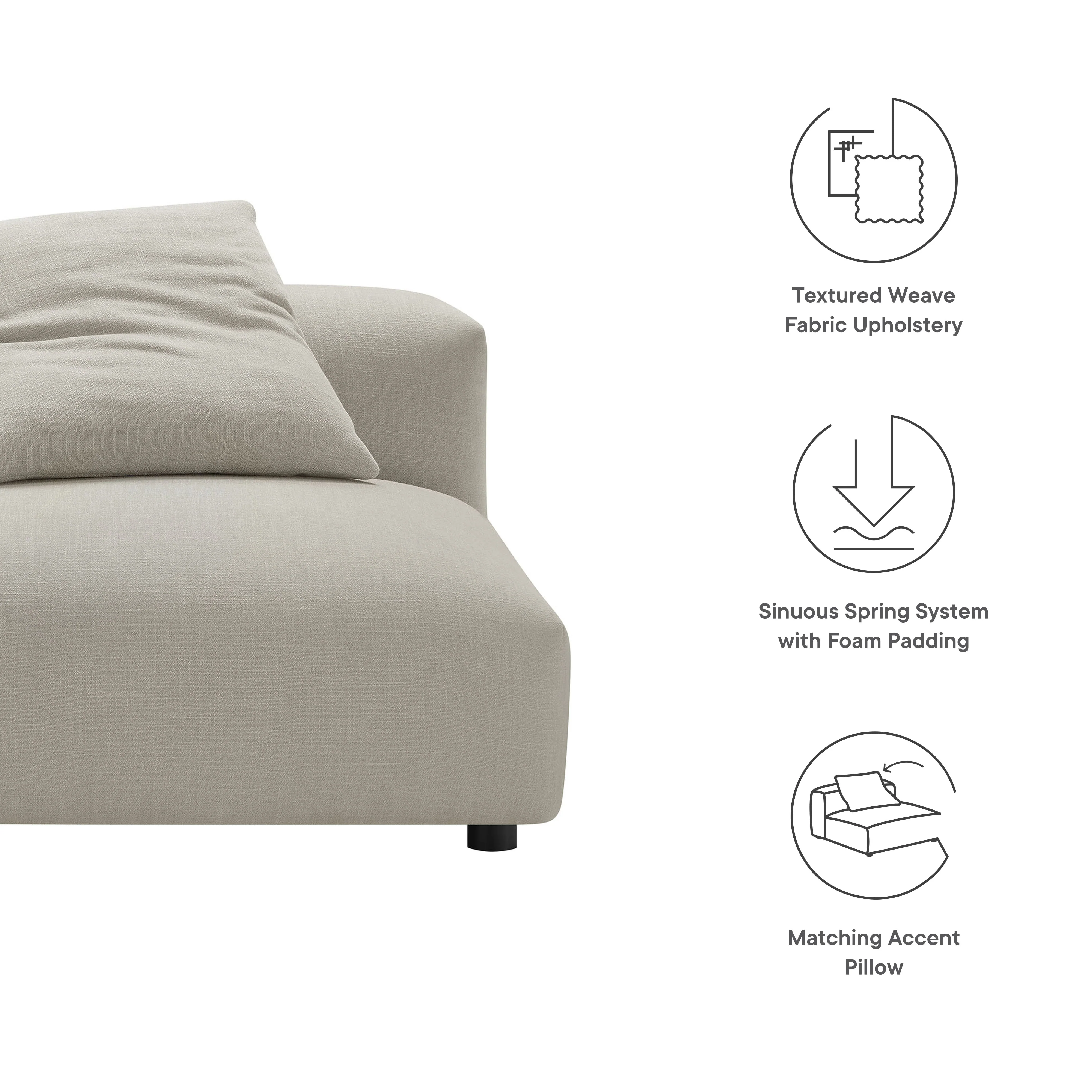 Solace Modular Upholstered Fabric Armless Chair by Modway - Image 17