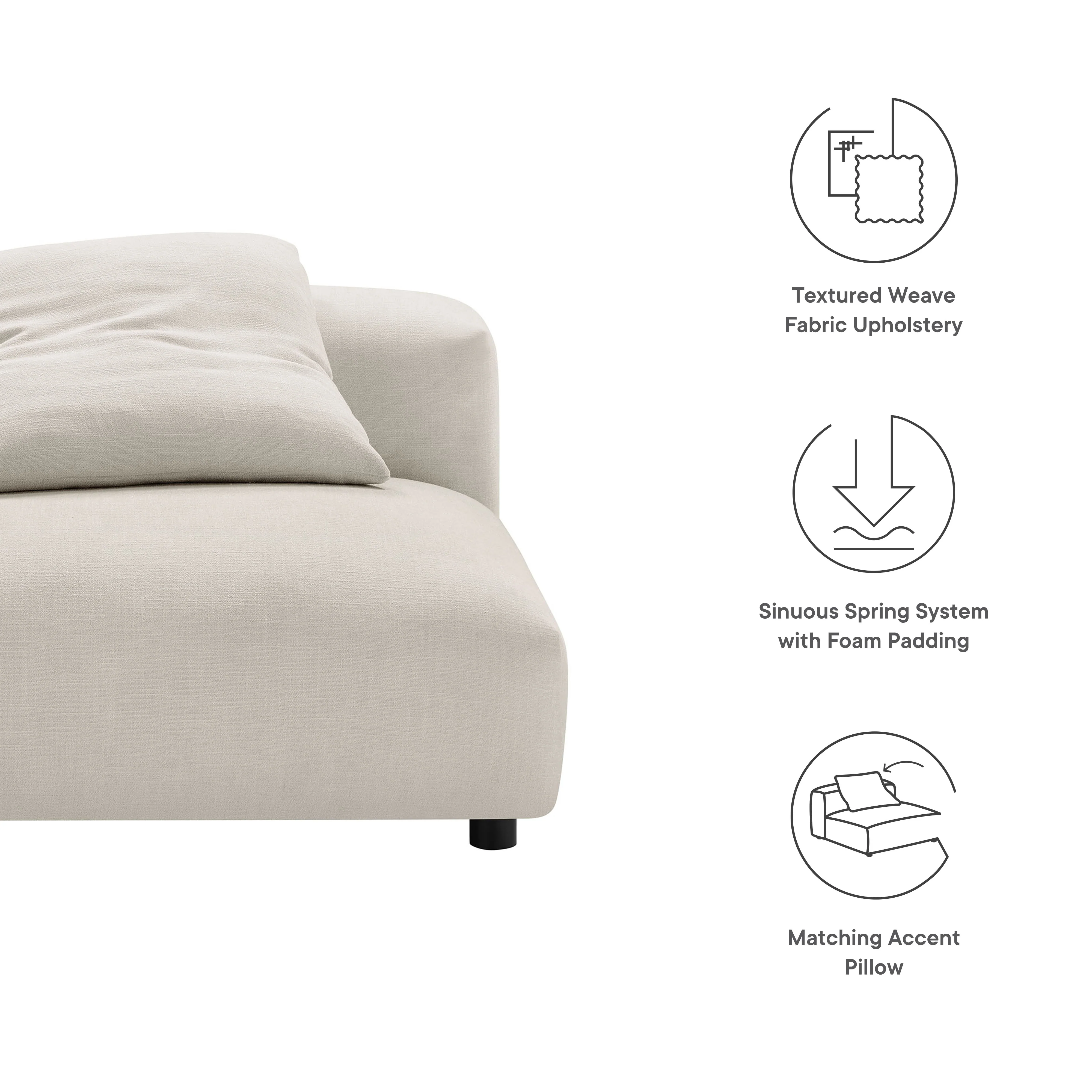 Solace Modular Upholstered Fabric Armless Chair by Modway - Image 26