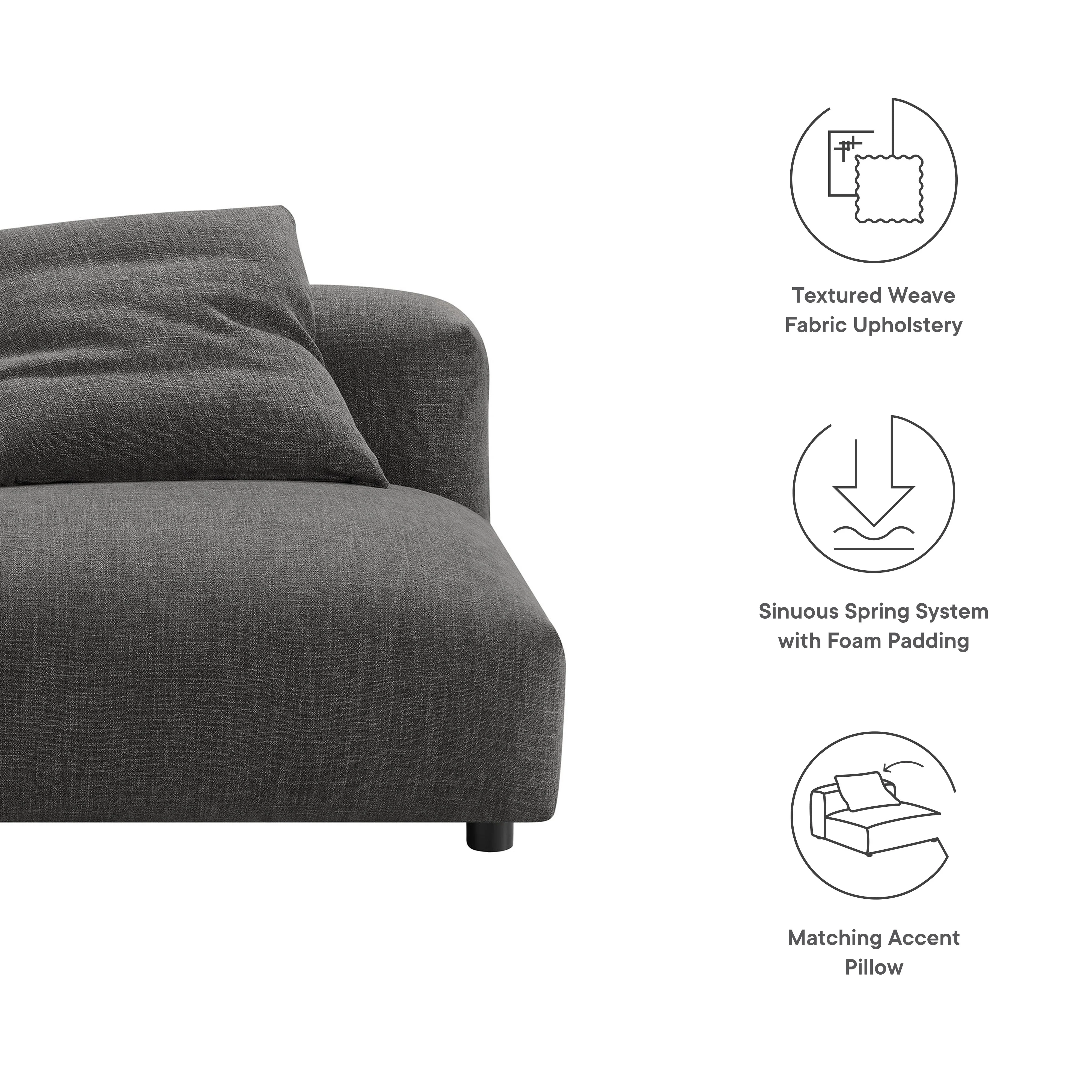 Solace Modular Upholstered Fabric Armless Chair by Modway - Image 8