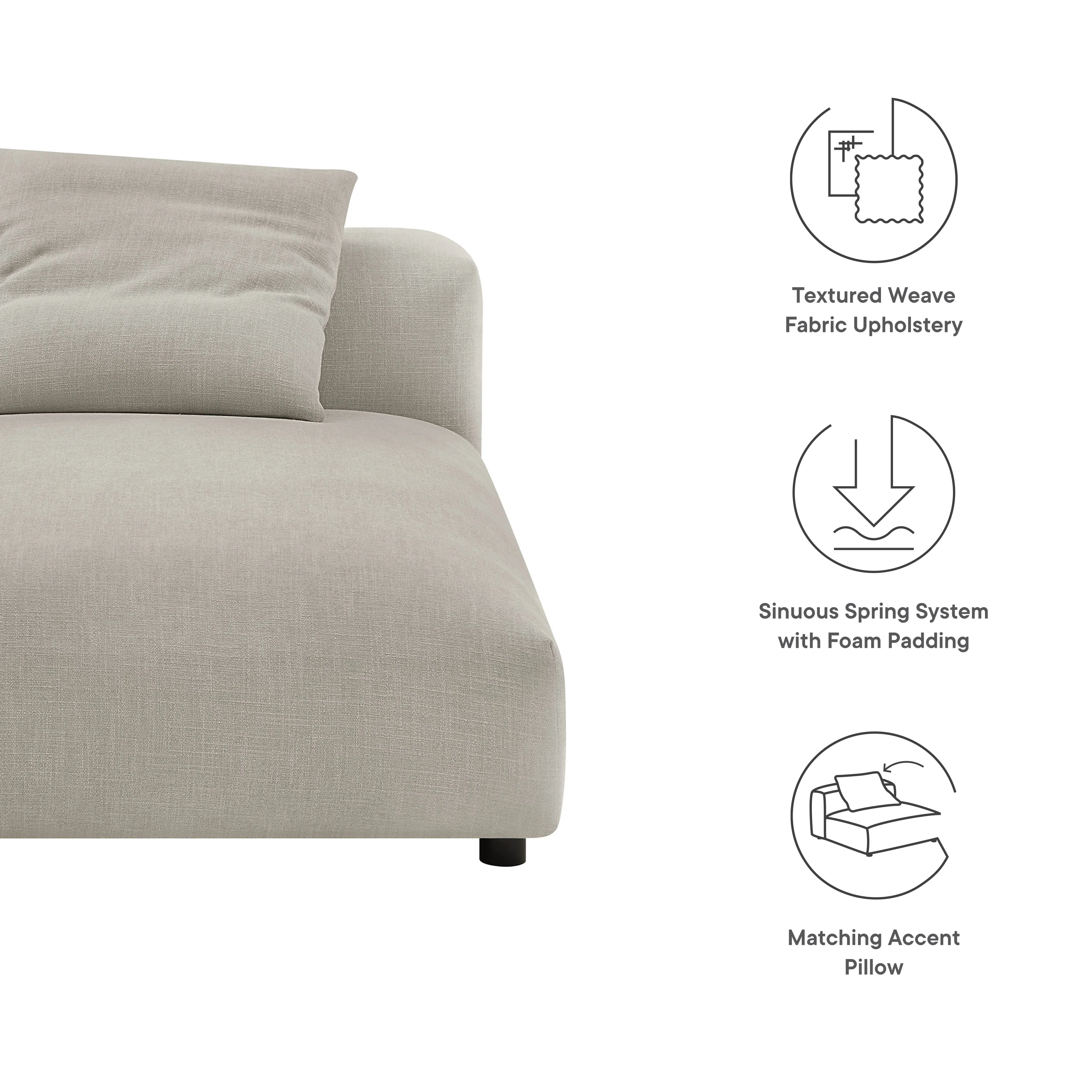 Solace Modular Upholstered Fabric Armless Chaise Lounge by Modway - Image 17