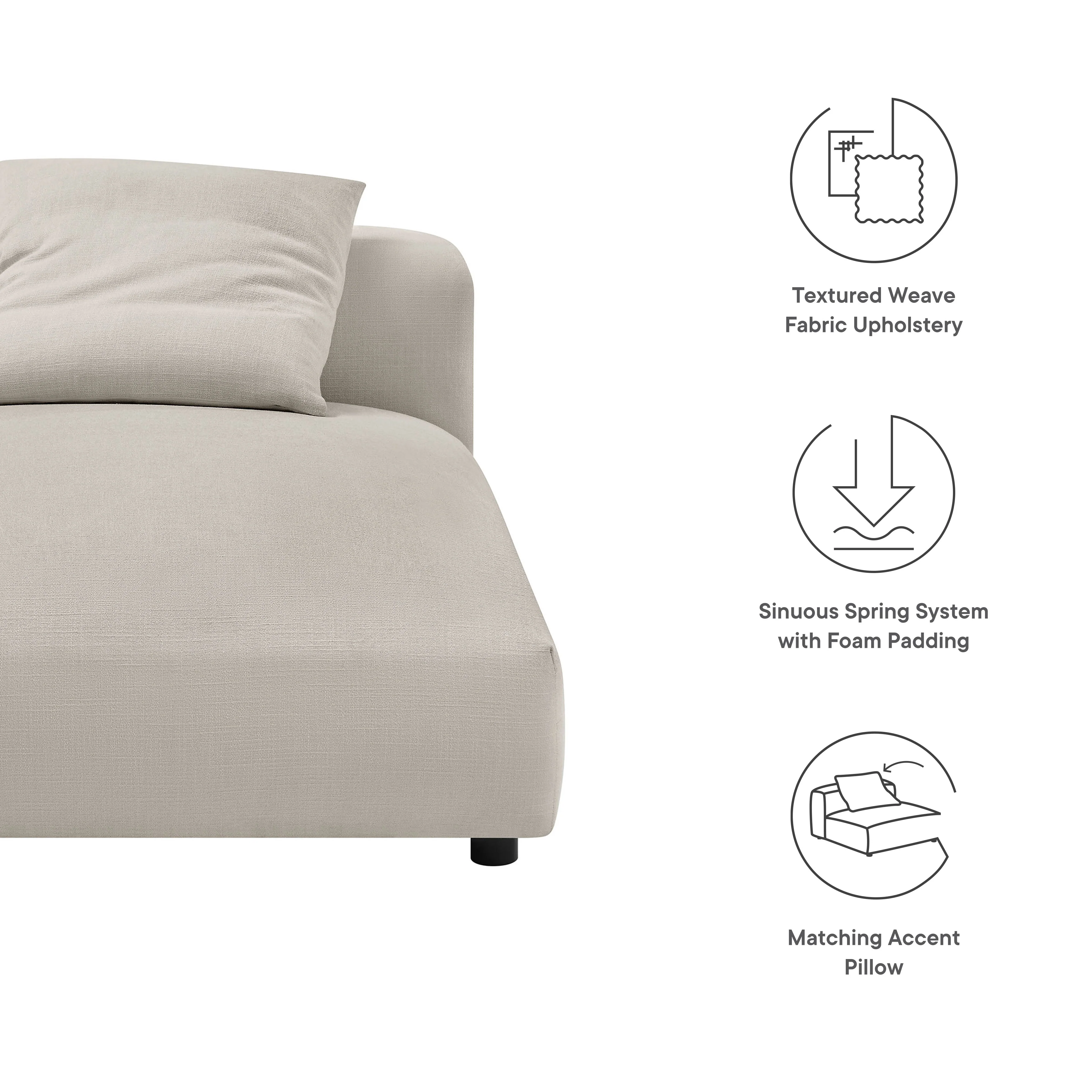 Solace Modular Upholstered Fabric Armless Chaise Lounge by Modway - Image 26