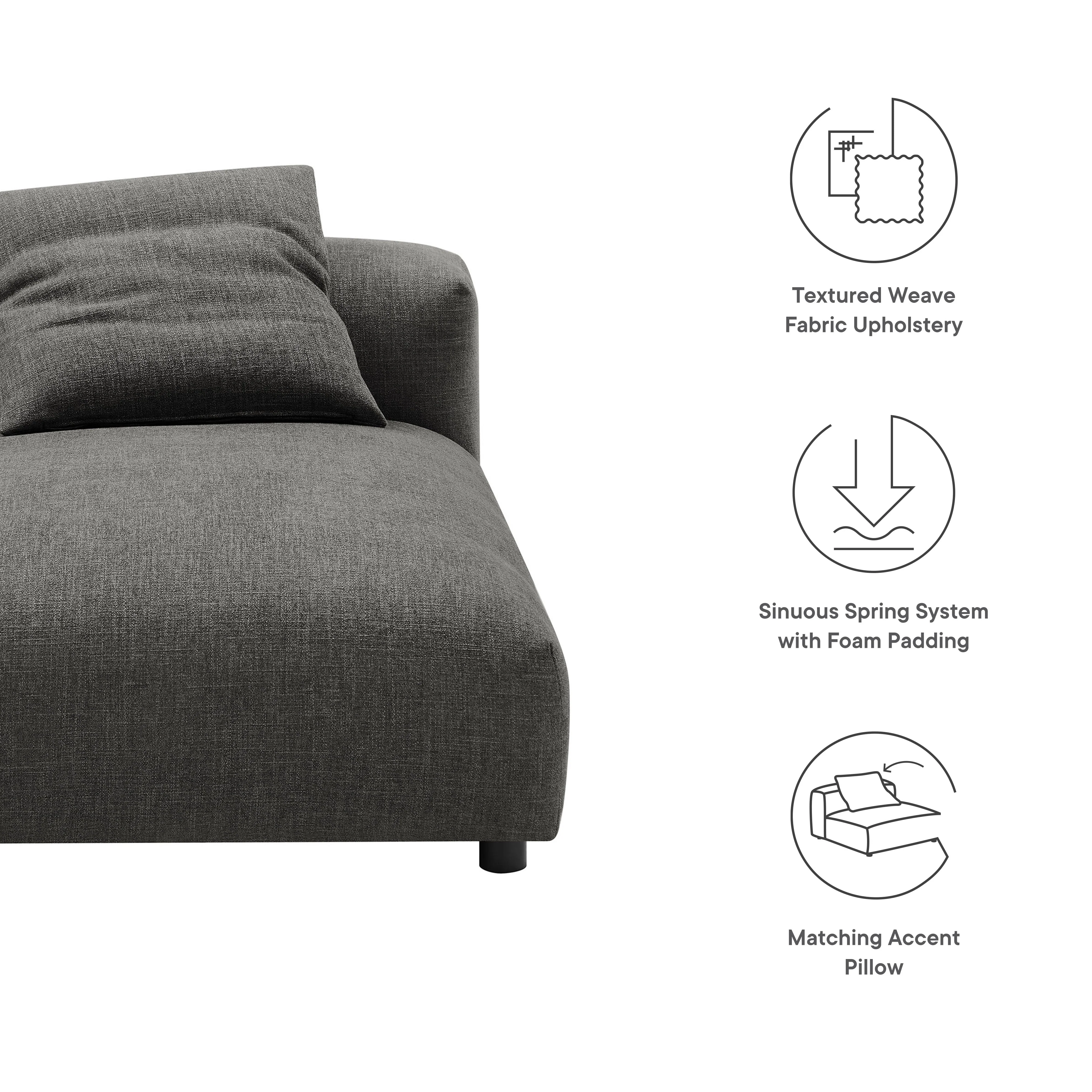 Solace Modular Upholstered Fabric Armless Chaise Lounge by Modway - Image 8