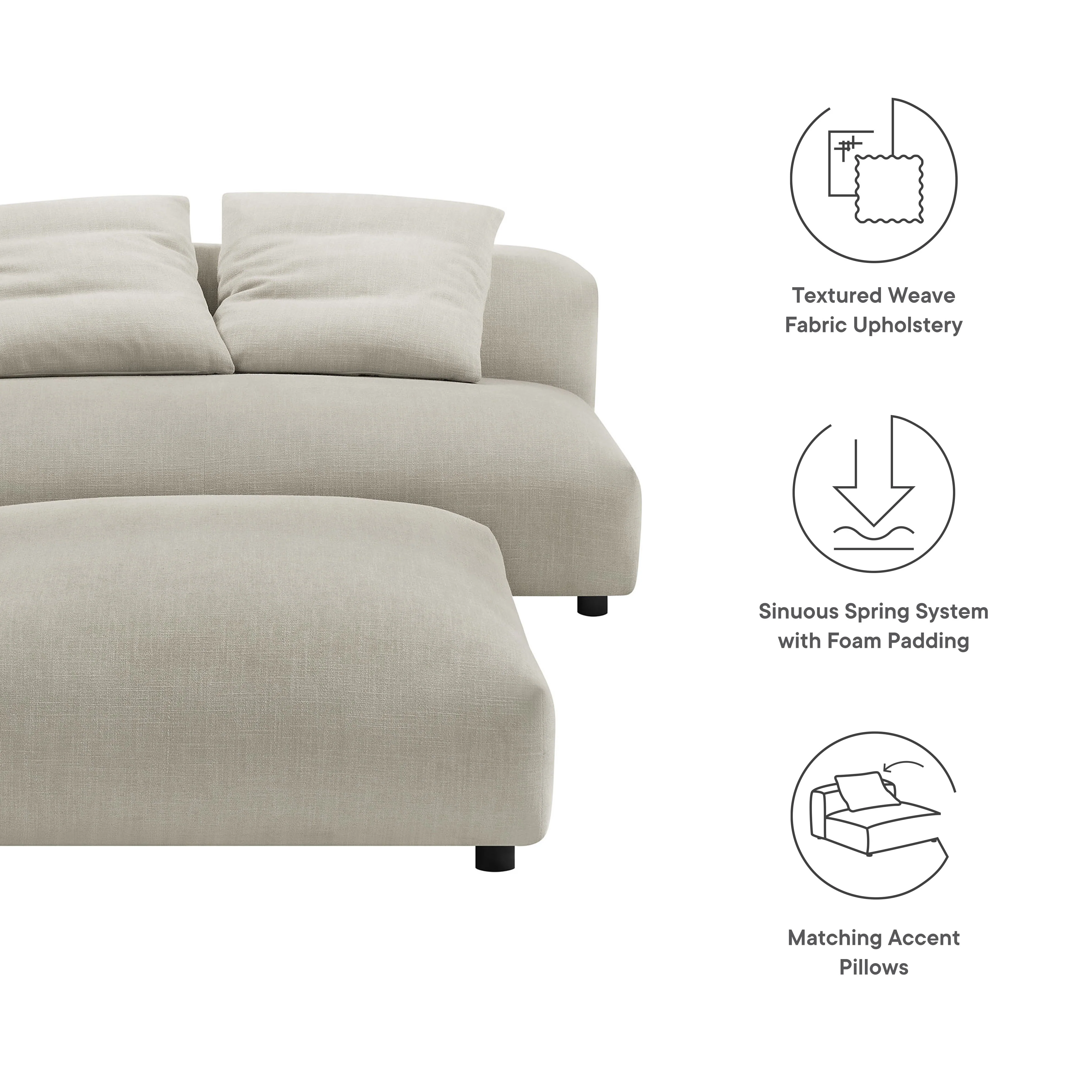 Solace Modular Upholstered Fabric Armless Loveseat and Ottoman Set by Modway - Image 10