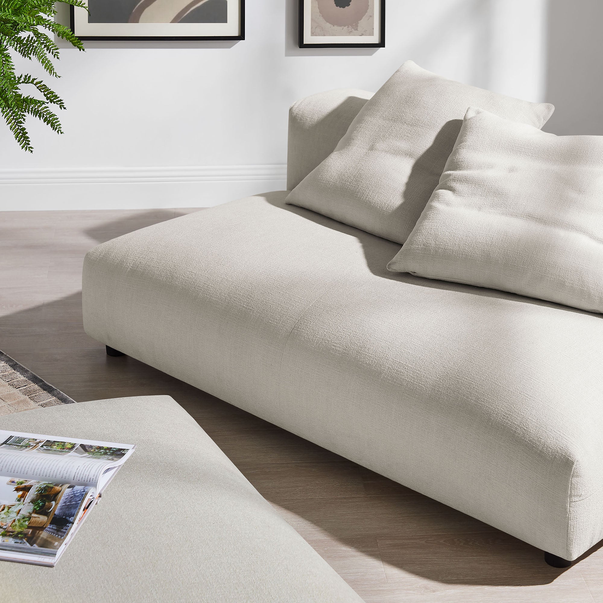 Solace Modular Upholstered Fabric Armless Loveseat and Ottoman Set by Modway - Image 13
