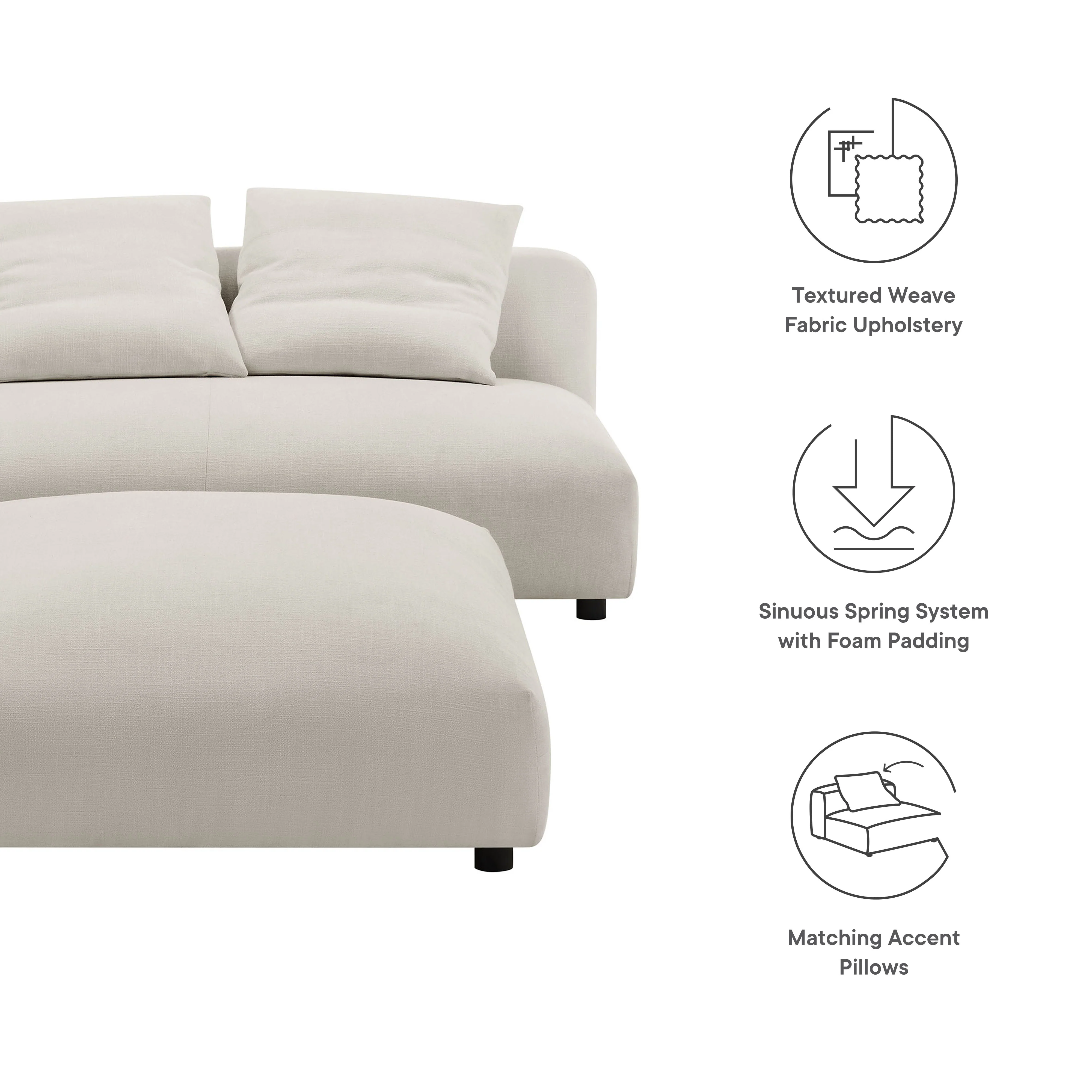 Solace Modular Upholstered Fabric Armless Loveseat and Ottoman Set by Modway - Image 15