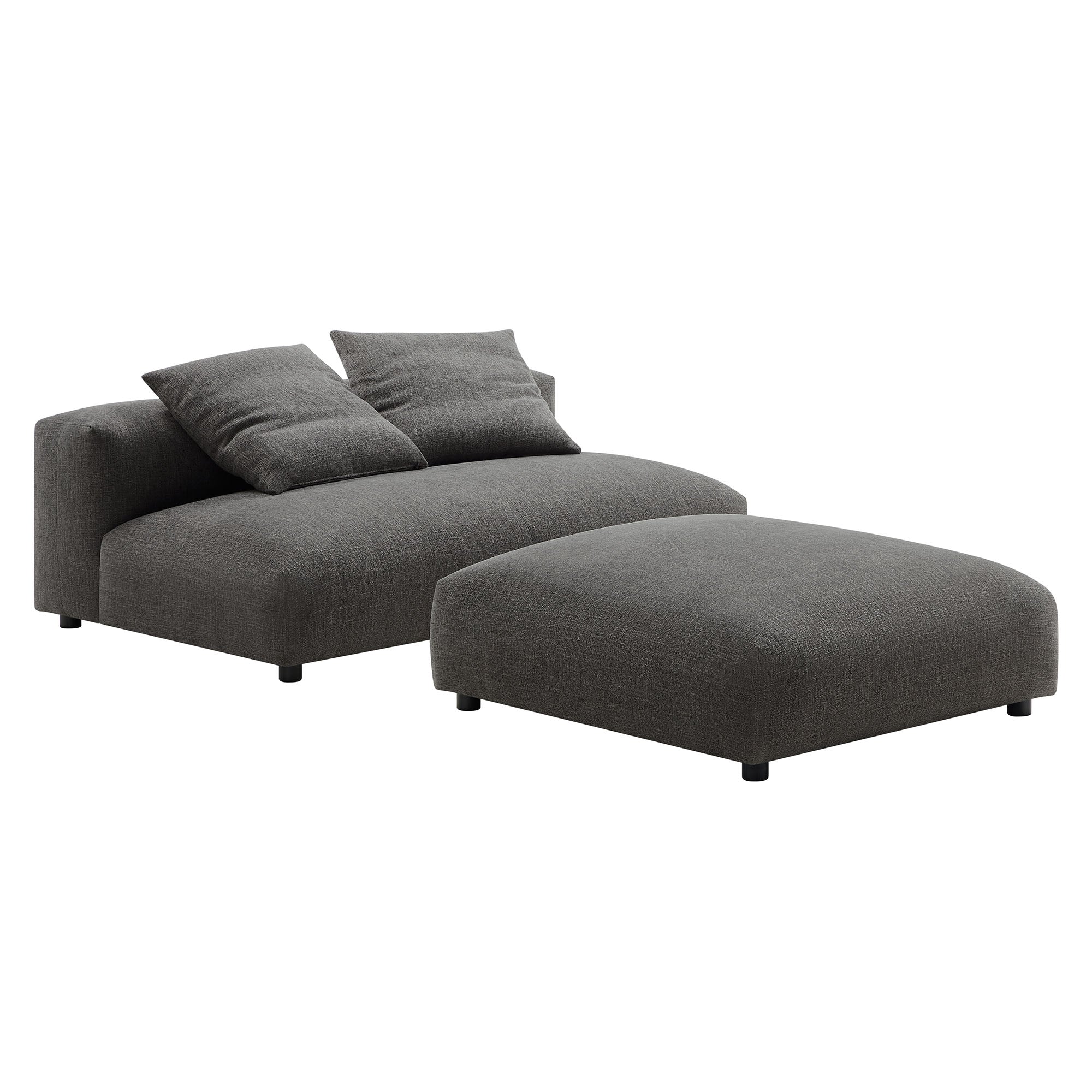 Solace Modular Upholstered Fabric Armless Loveseat and Ottoman Set by Modway - Image 2