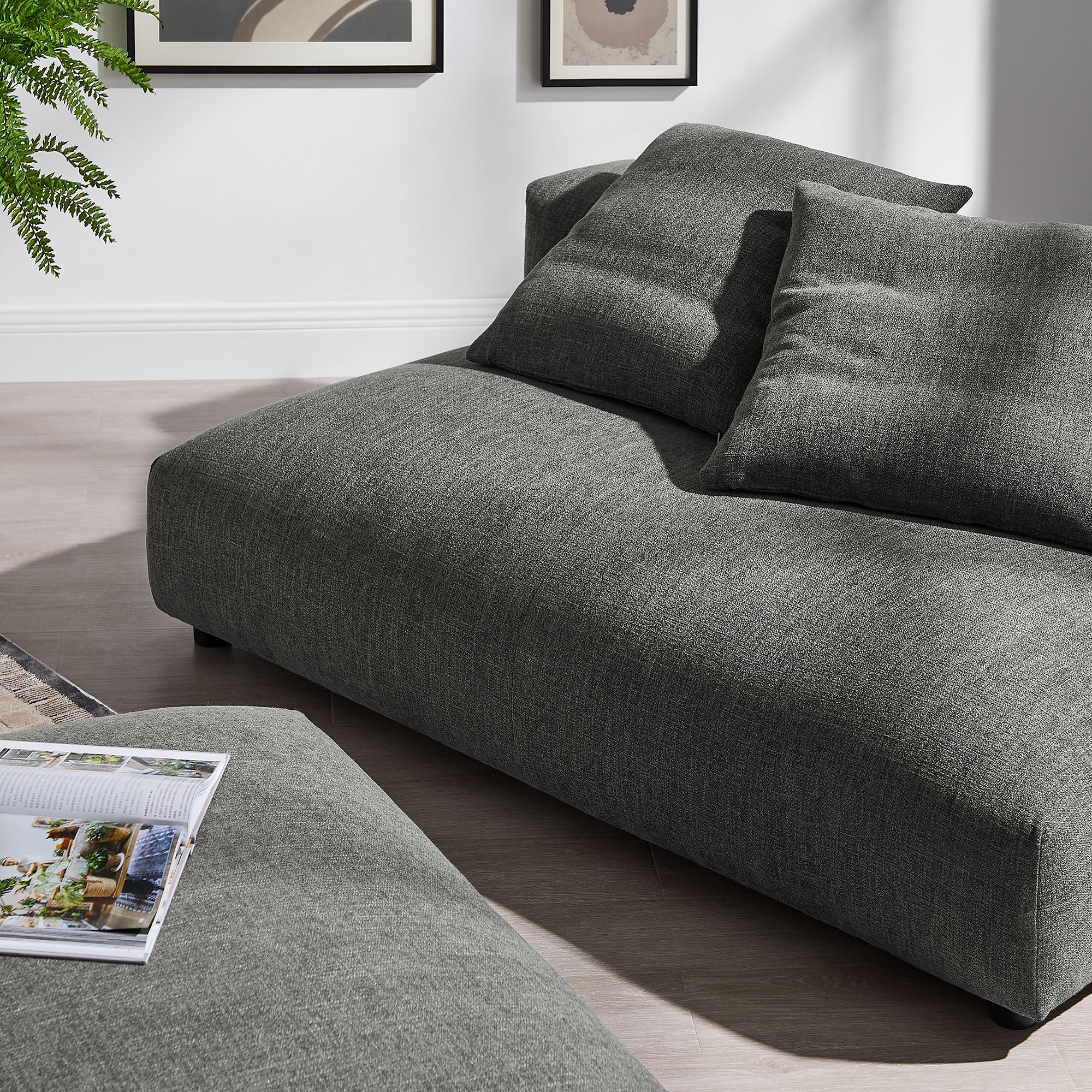 Solace Modular Upholstered Fabric Armless Loveseat and Ottoman Set by Modway - Image 4