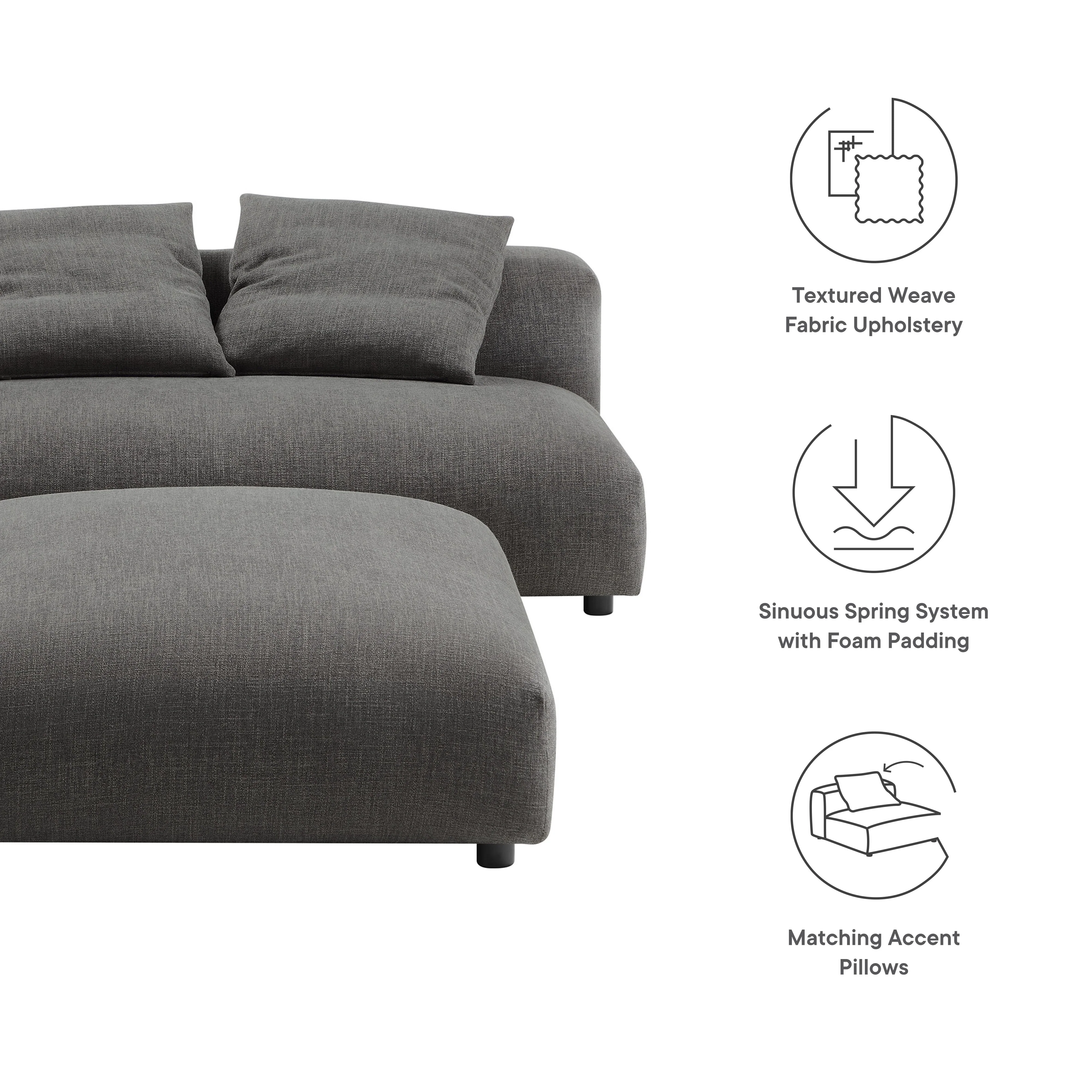 Solace Modular Upholstered Fabric Armless Loveseat and Ottoman Set by Modway - Image 5
