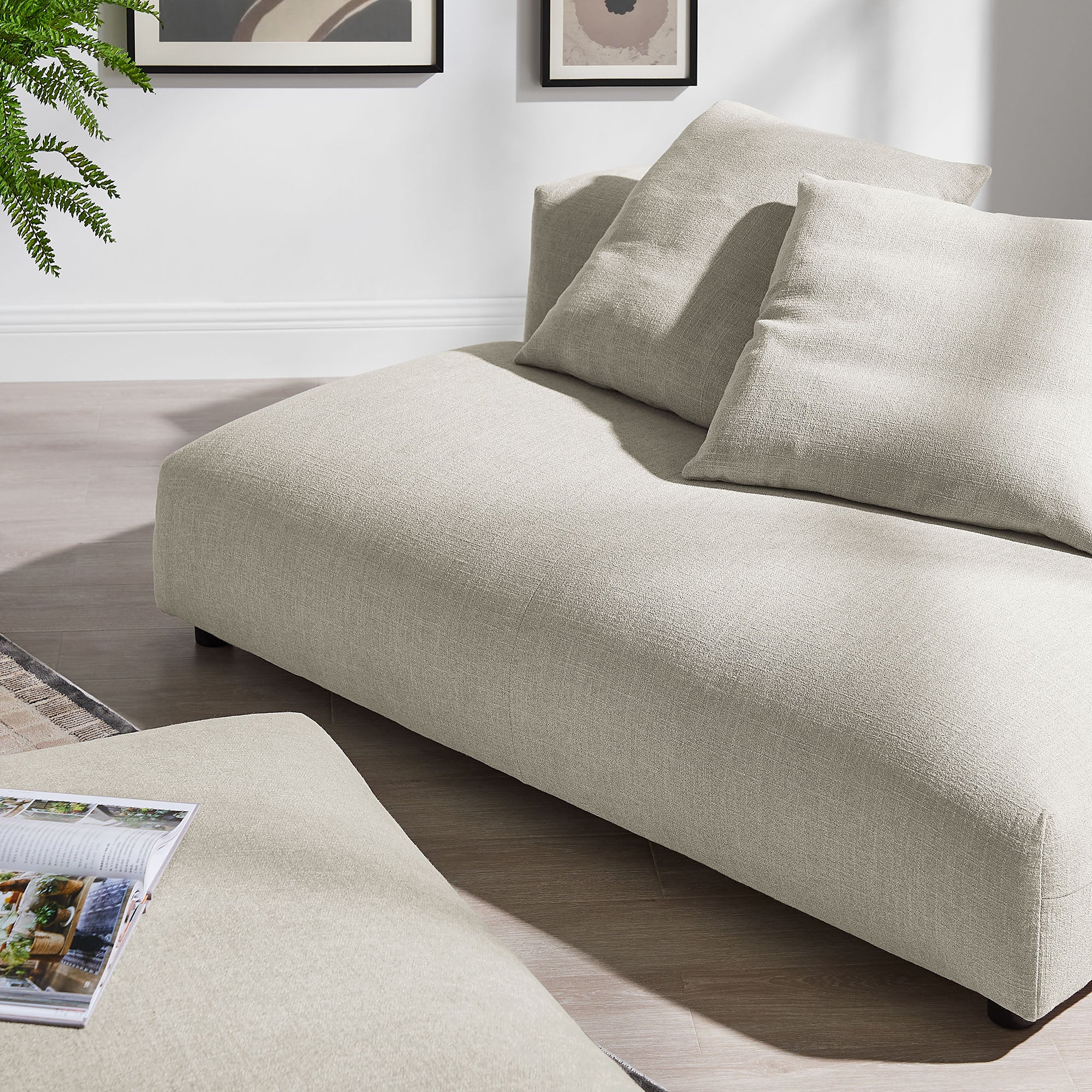Solace Modular Upholstered Fabric Armless Loveseat and Ottoman Set by Modway - Image 8