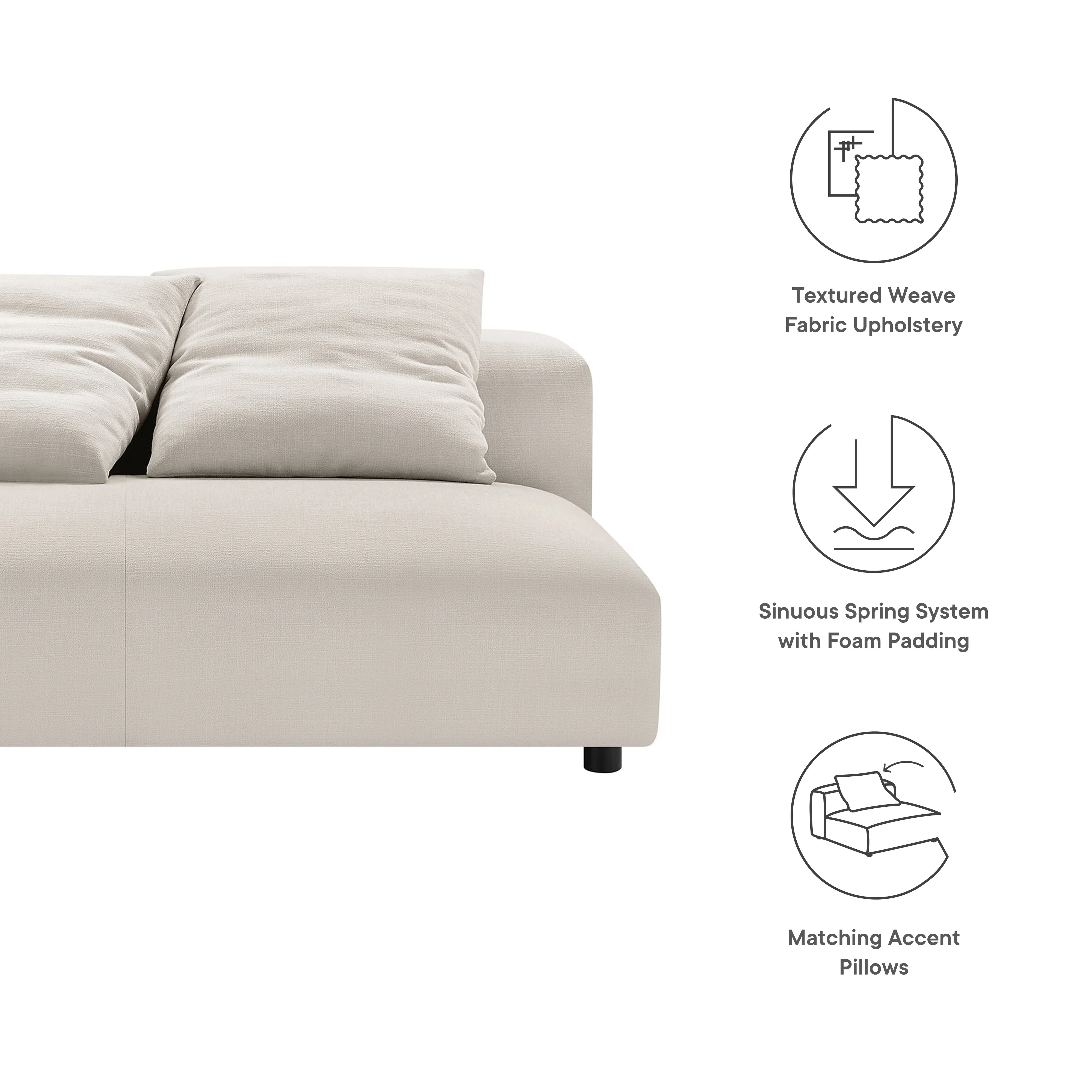 Solace Modular Upholstered Fabric Armless Loveseat by Modway - Image 26