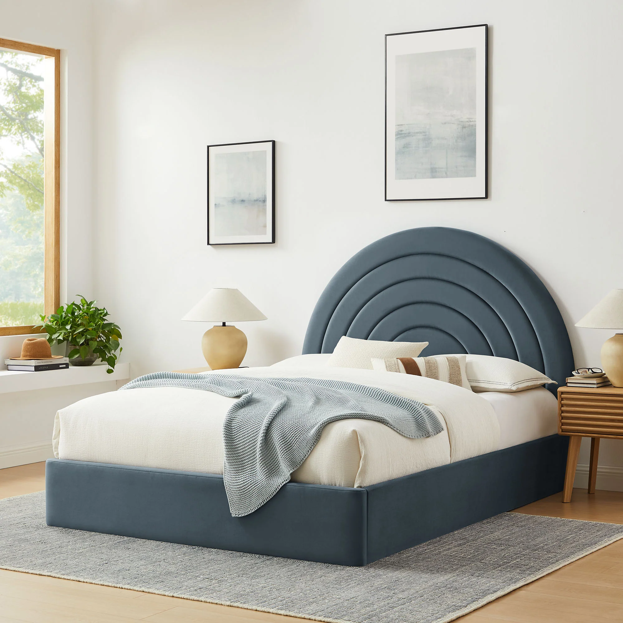 Solana Arched Performance Velvet Full Platform Bed by Modway - Image 16