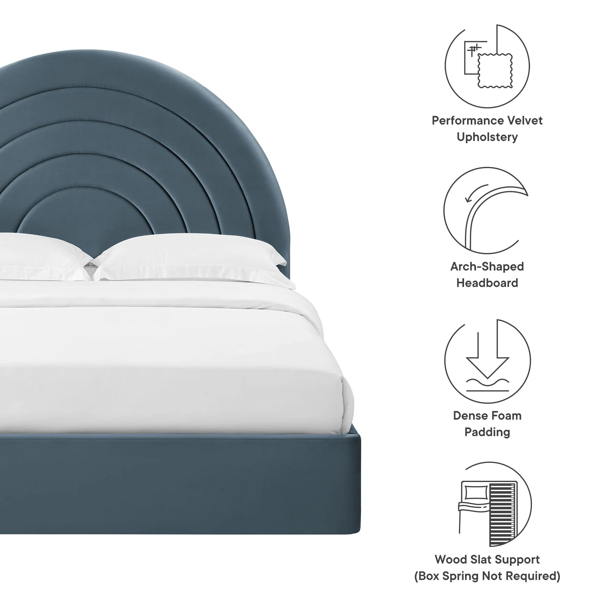 Solana Arched Performance Velvet Full Platform Bed by Modway - Image 17