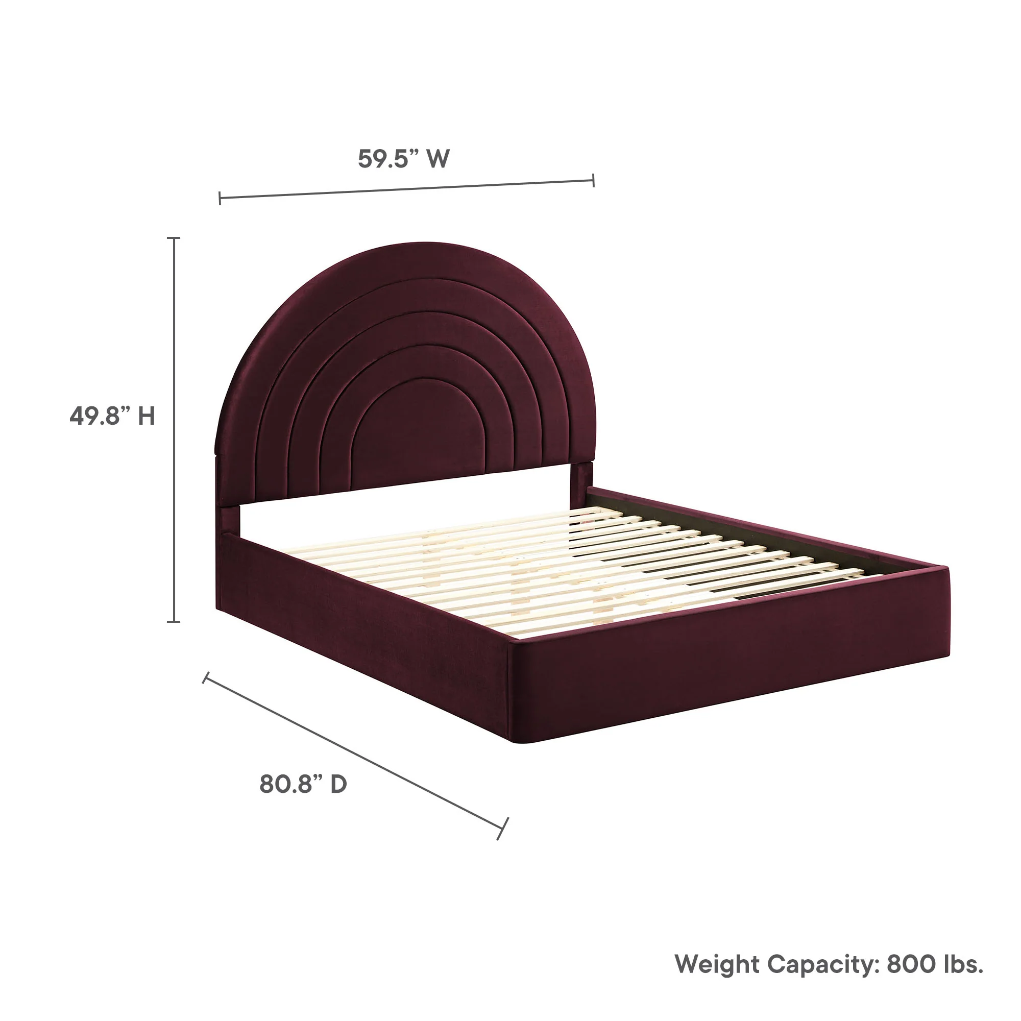 Solana Arched Performance Velvet Full Platform Bed by Modway - Image 36