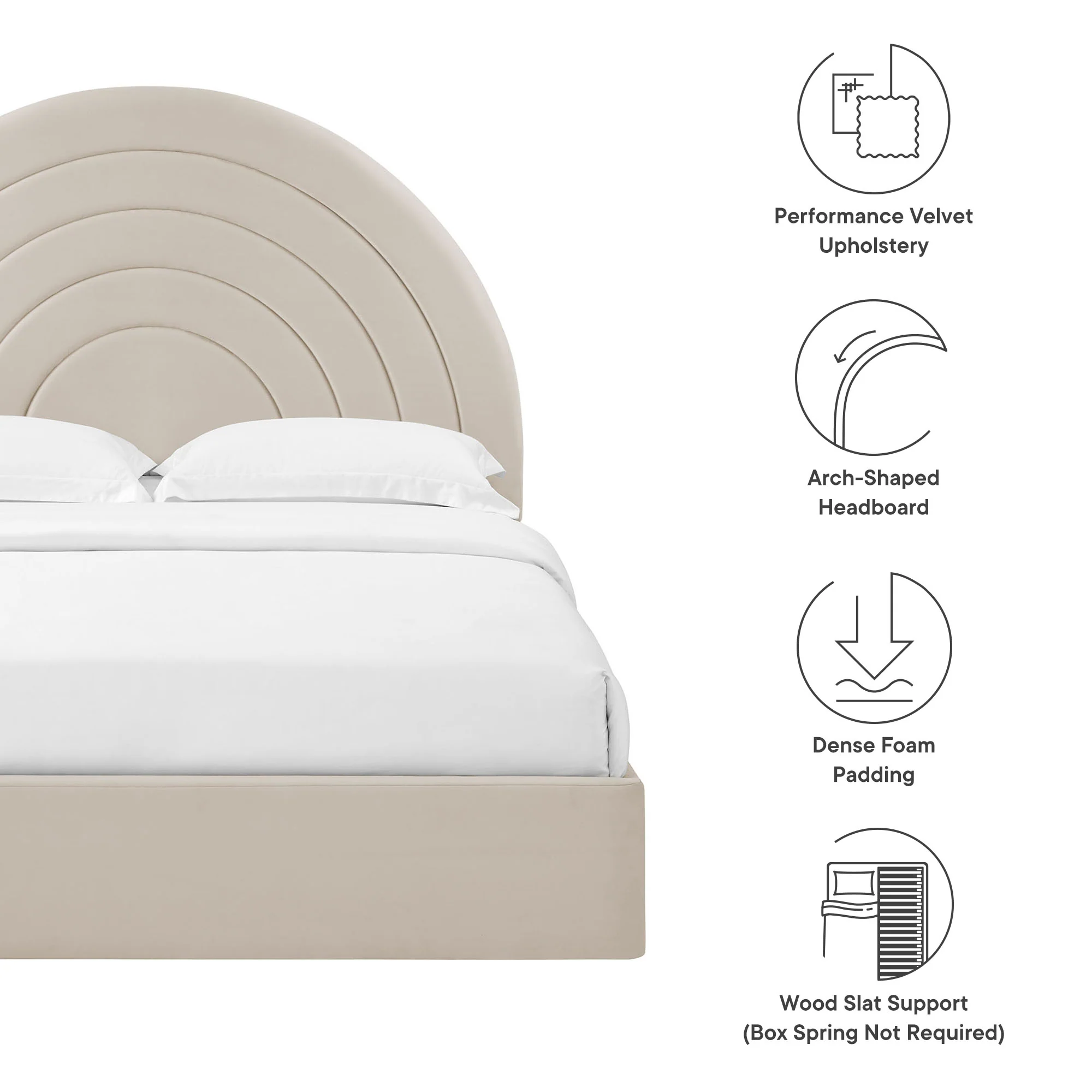 Solana Arched Performance Velvet Full Platform Bed by Modway - Image 8