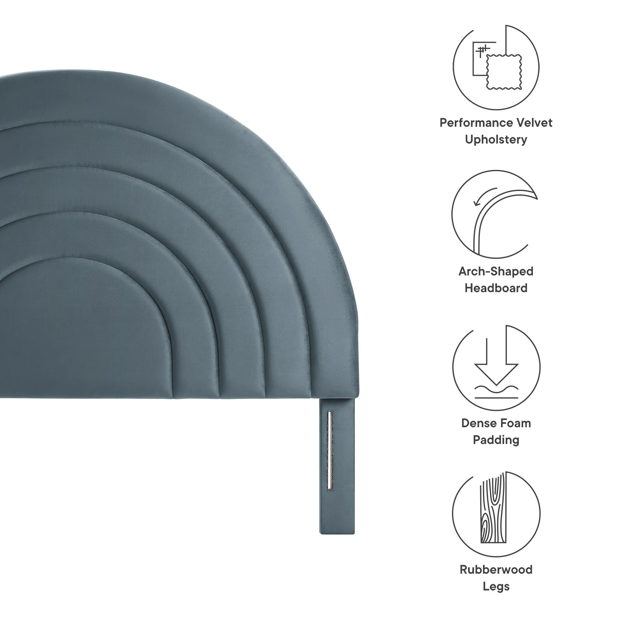 Solana Arched Performance Velvet Queen Headboard by Modway - Image 13