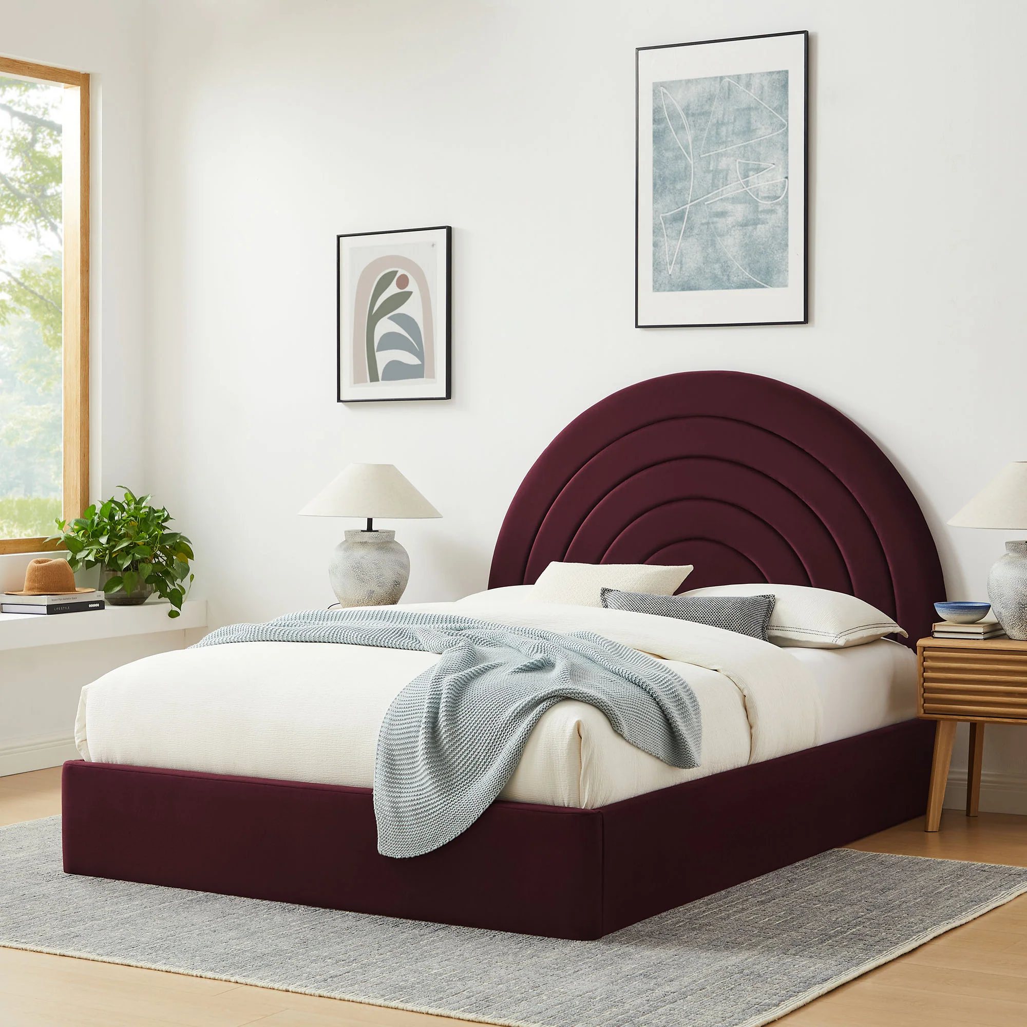 Solana Arched Performance Velvet Queen Platform Bed by Modway - Image 34