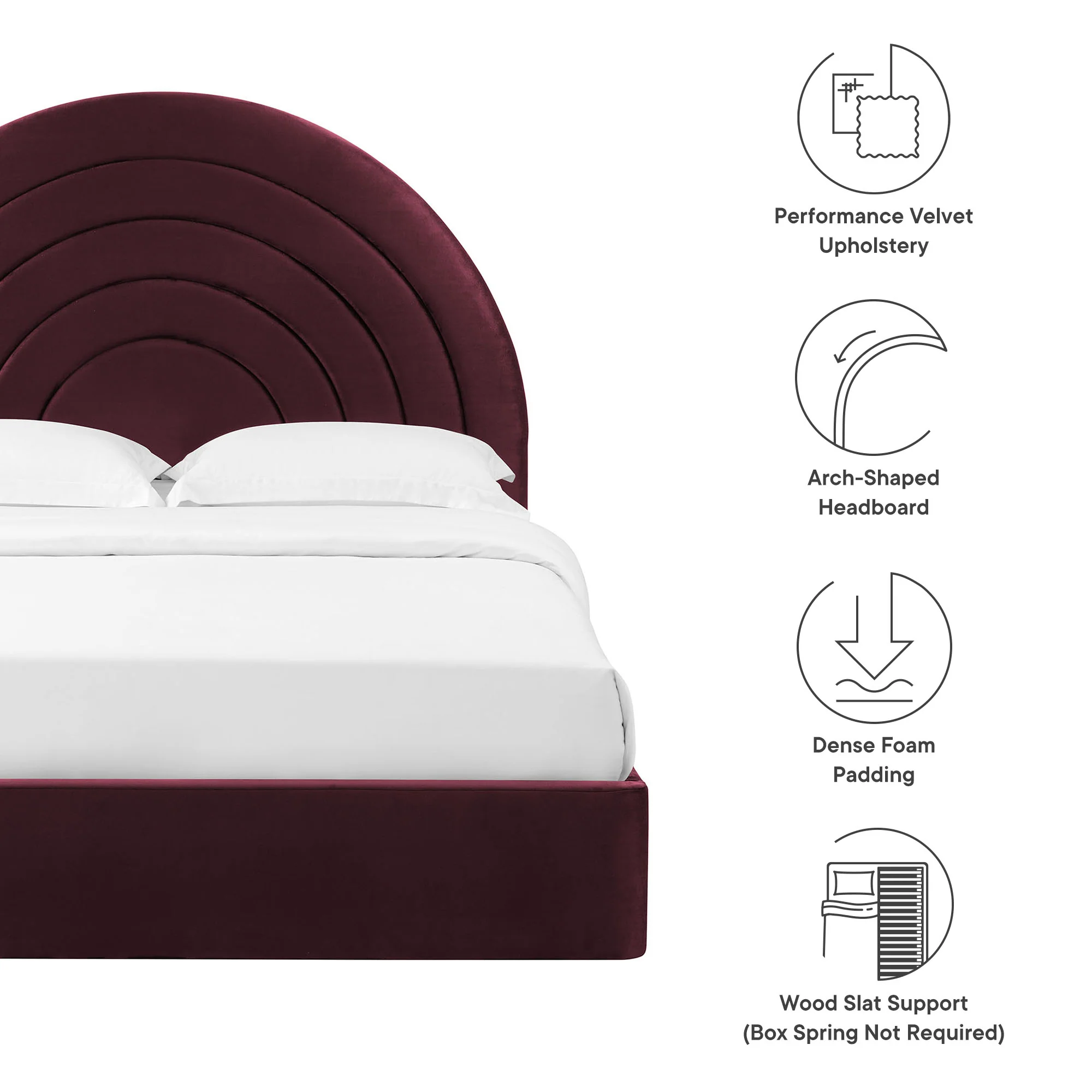 Solana Arched Performance Velvet Queen Platform Bed by Modway - Image 35