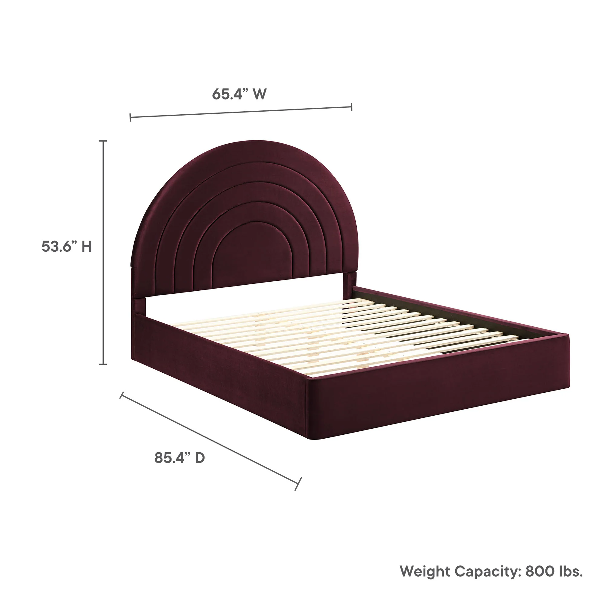 Solana Arched Performance Velvet Queen Platform Bed by Modway - Image 36