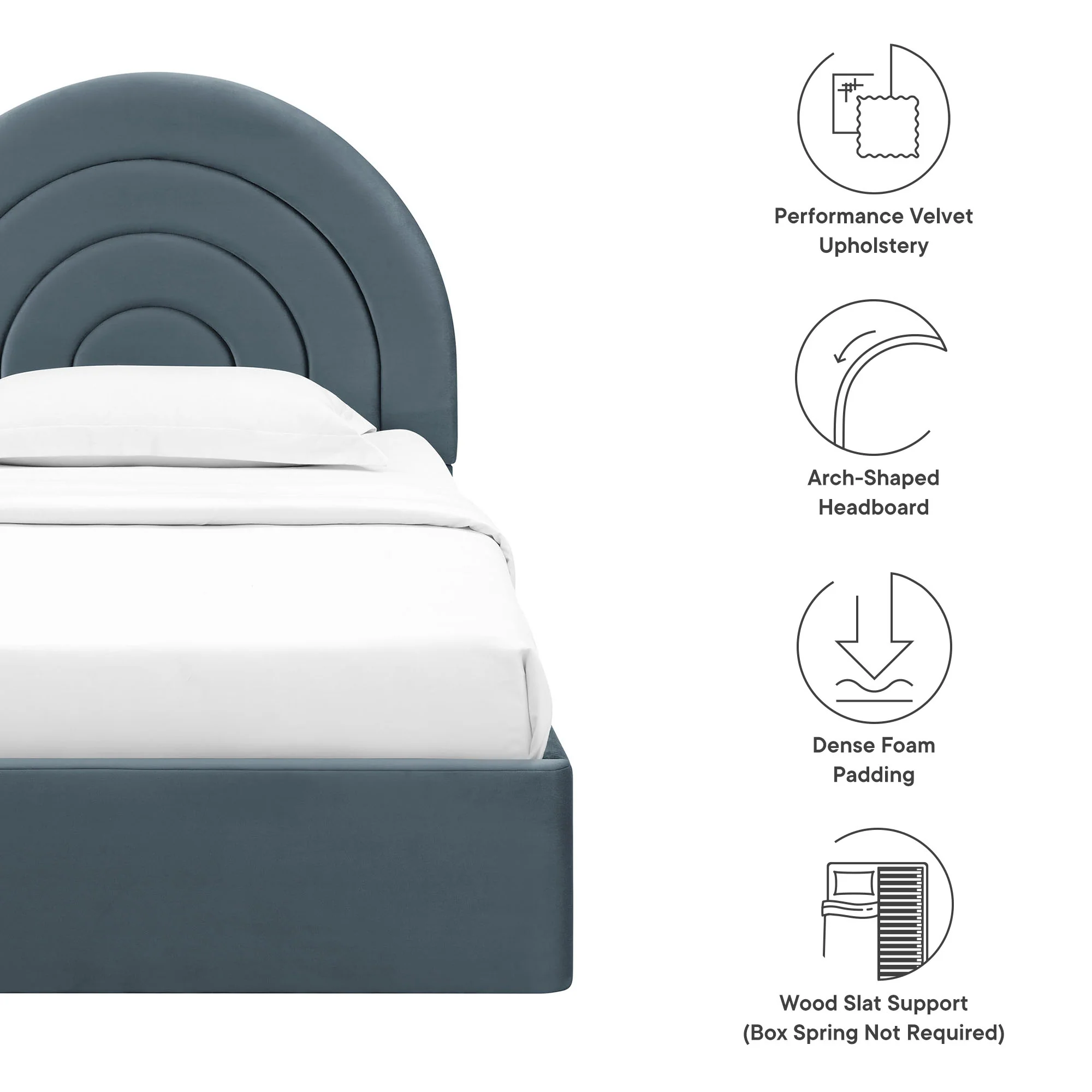 Solana Arched Performance Velvet Twin Platform Bed by Modway - Image 17