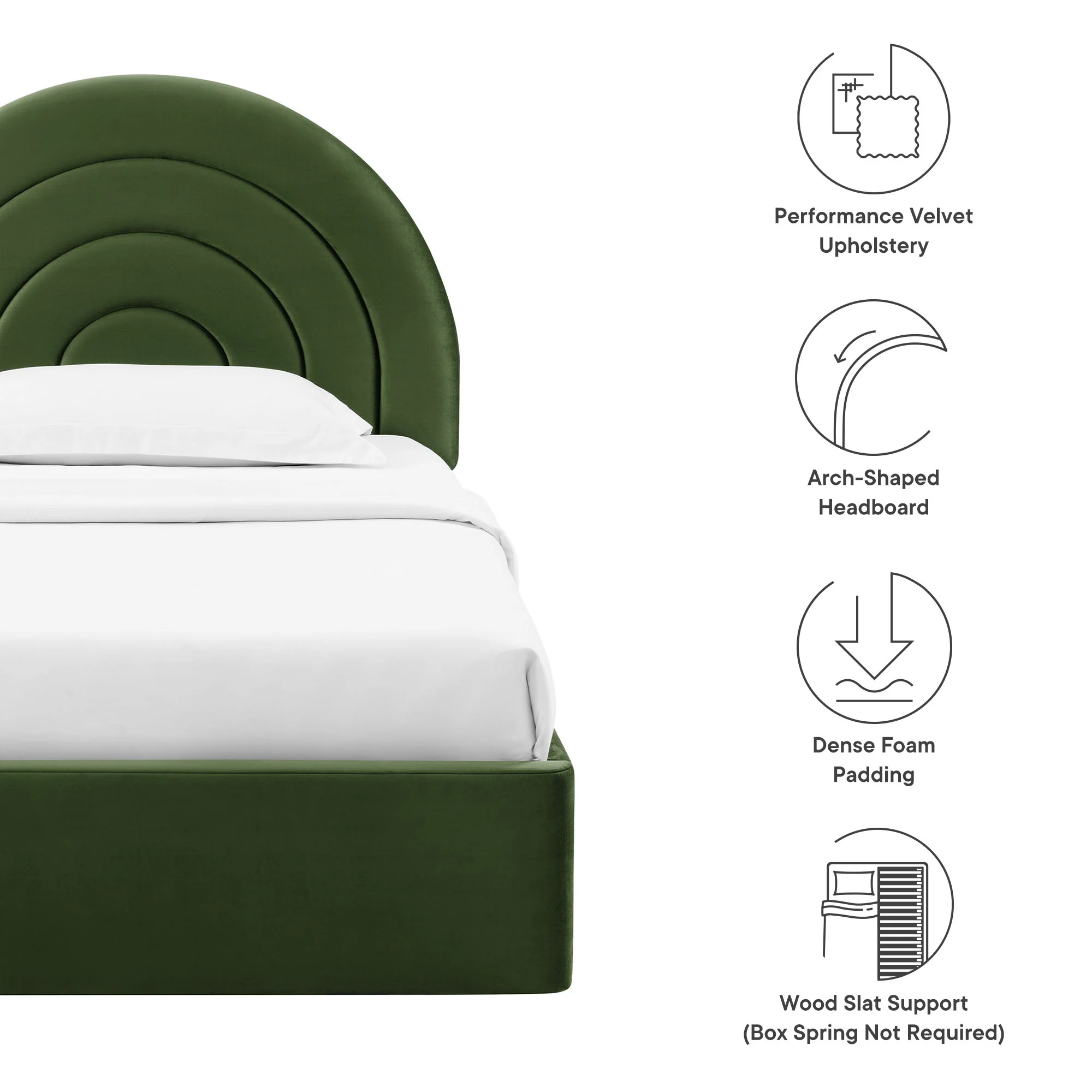 Solana Arched Performance Velvet Twin Platform Bed by Modway - Image 26