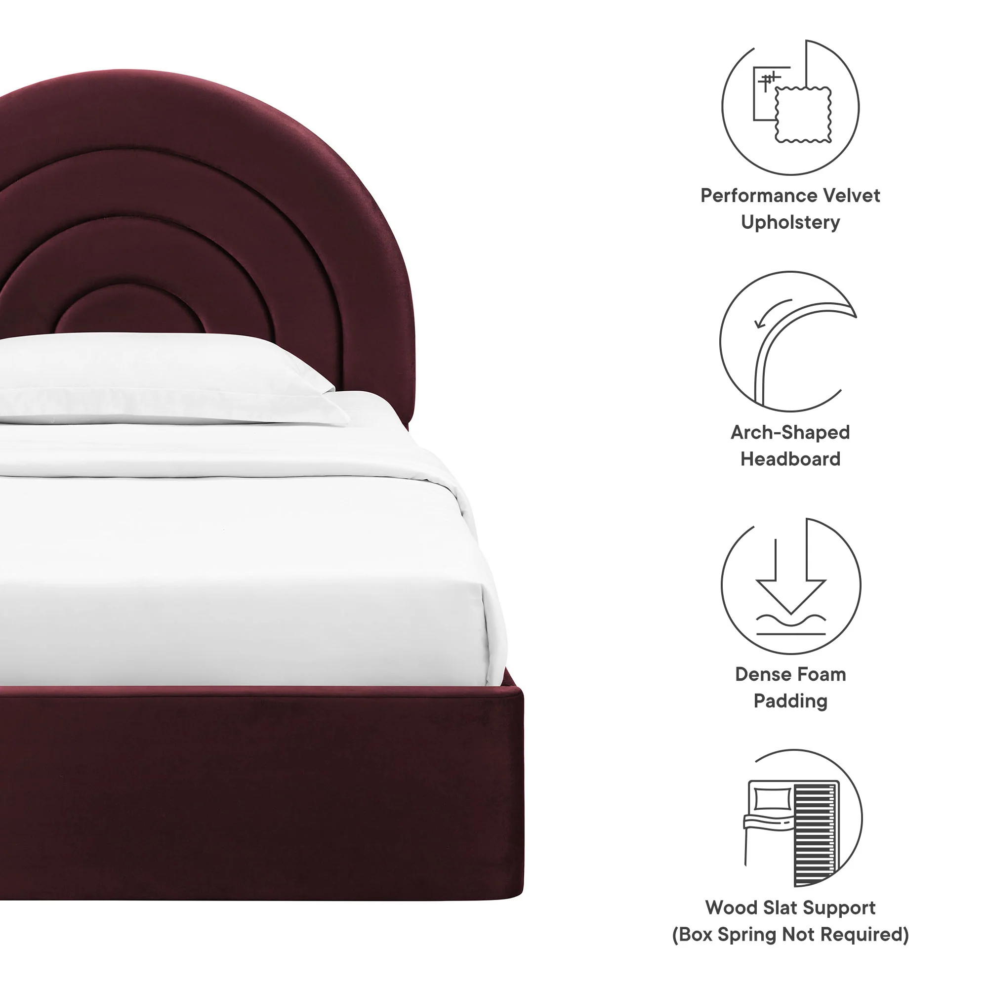 Solana Arched Performance Velvet Twin Platform Bed by Modway - Image 35
